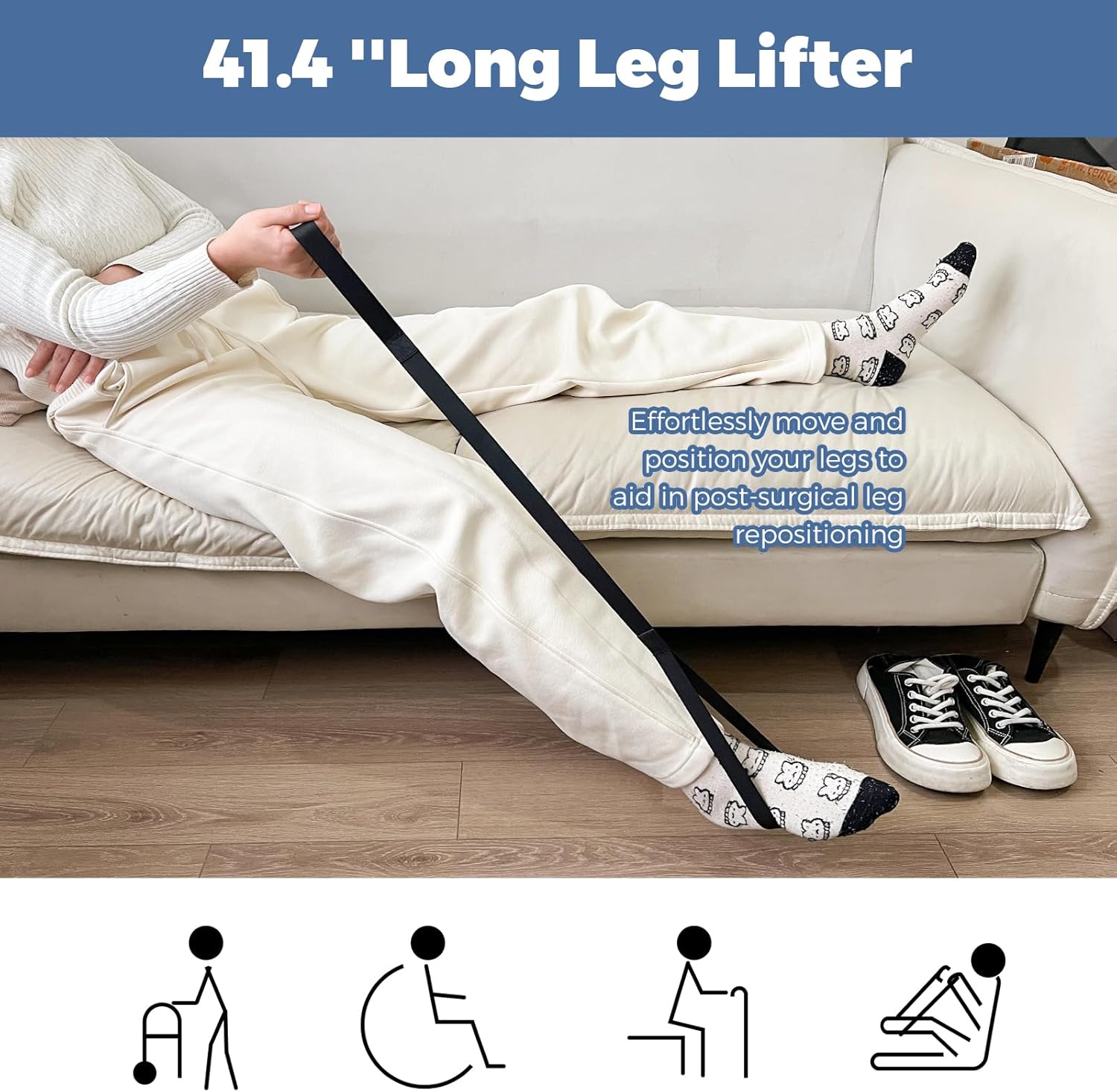 6 PC Hip Replacement Recovery Kit for Elderly and Knee Back Surgery Patients with Grabber, Sock Aid, Leg Lifter, Shoe Puller, Back Scratcher, Bath Sponge, Essential Tools for Recovery After Surgery