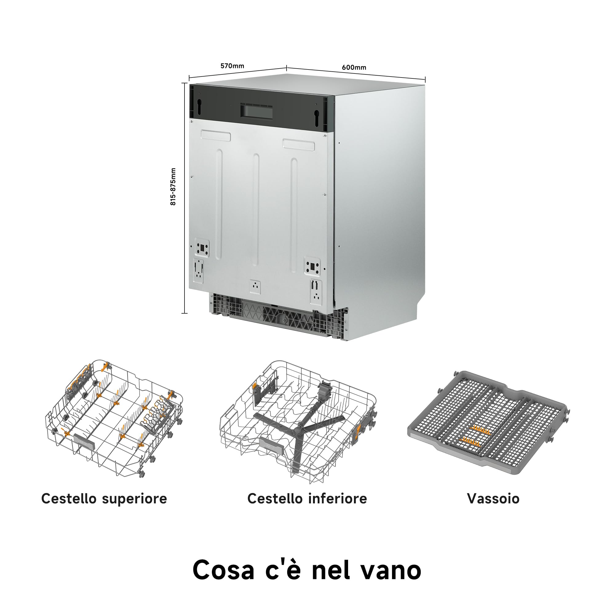 DREAME DZ60 Pro Lavastoviglie da Incasso 60cm con Frontalino, 15 Coperti, Controllo Smart, Braccio Irroratore FlexWing, Pulizia Profonda a 75 °c, Doppia Asciugatura Lavastoviglie Libera Installazione