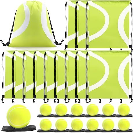 12-Pack Drawstring Tennis Party Favors: The Perfect Gift for Kids' Sports Parties and More!