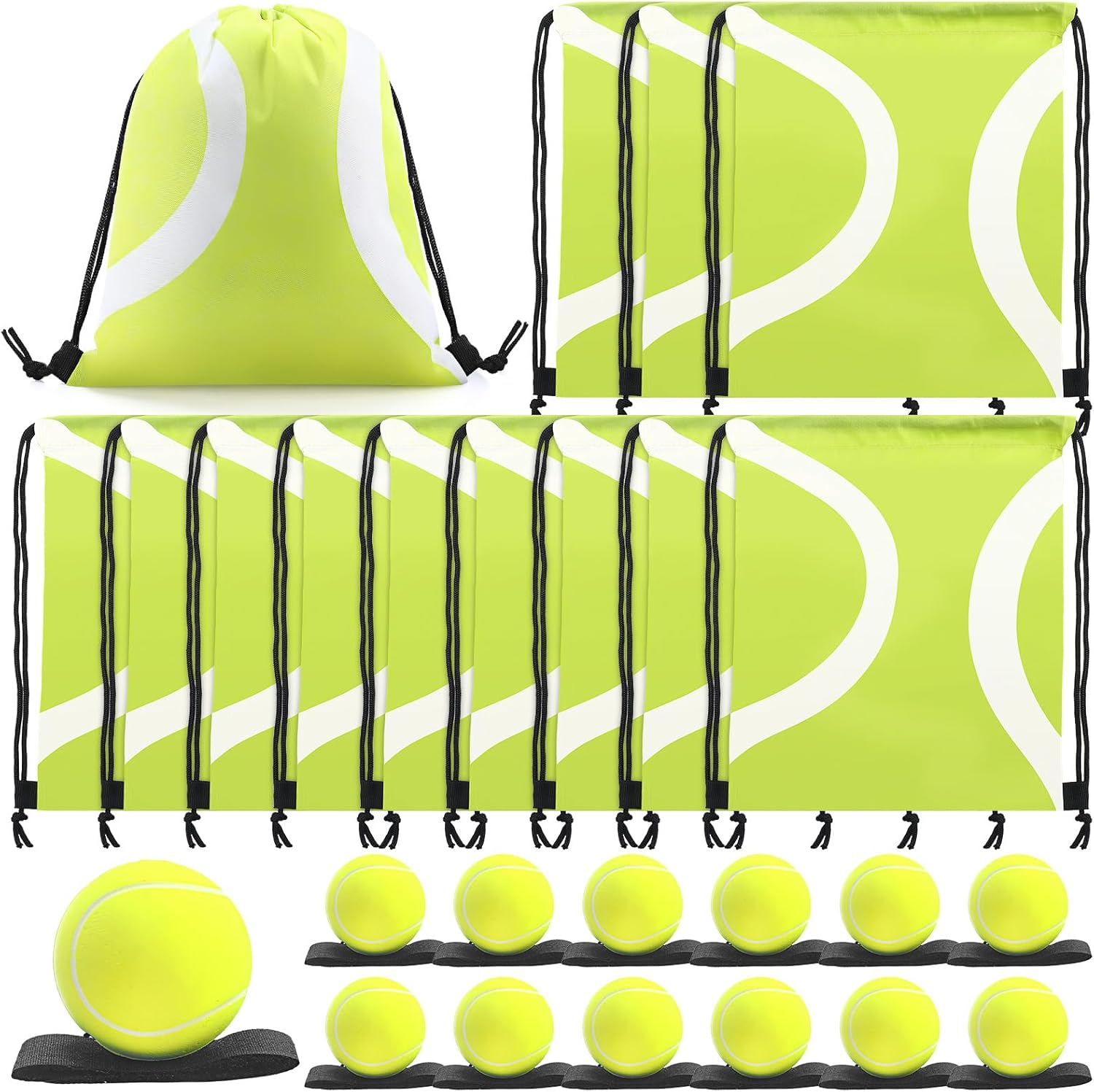 12 Pcs Drawstring Bags with Wrist Return Ball Backpack Sports Party Favors Accessories for Kids Gift(Baseball)