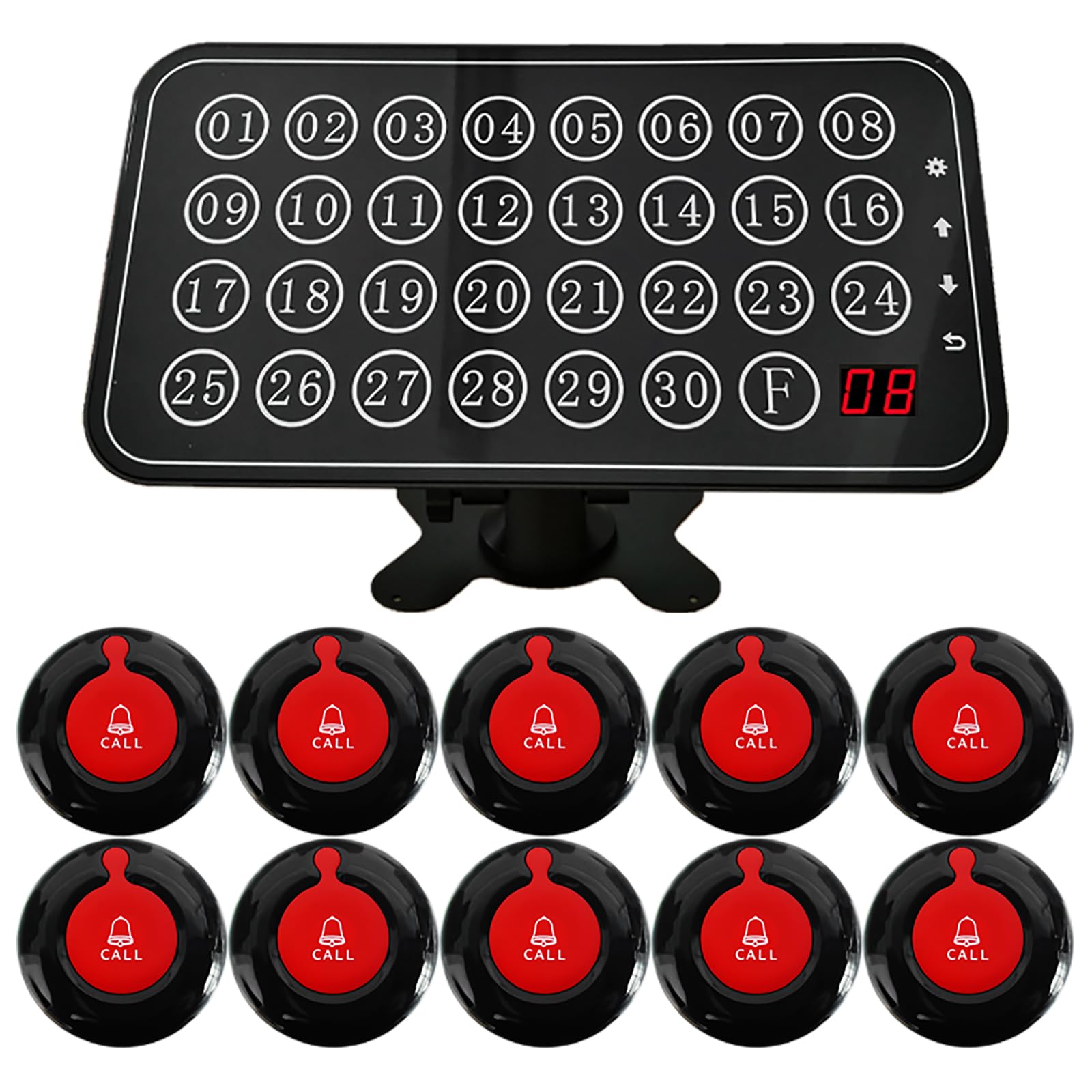 Wireless Call System, Call System for Restaurants, Hospitals, Clinics, Nursing Homes 10 Call Buttons and 1 Monitor for Elderly