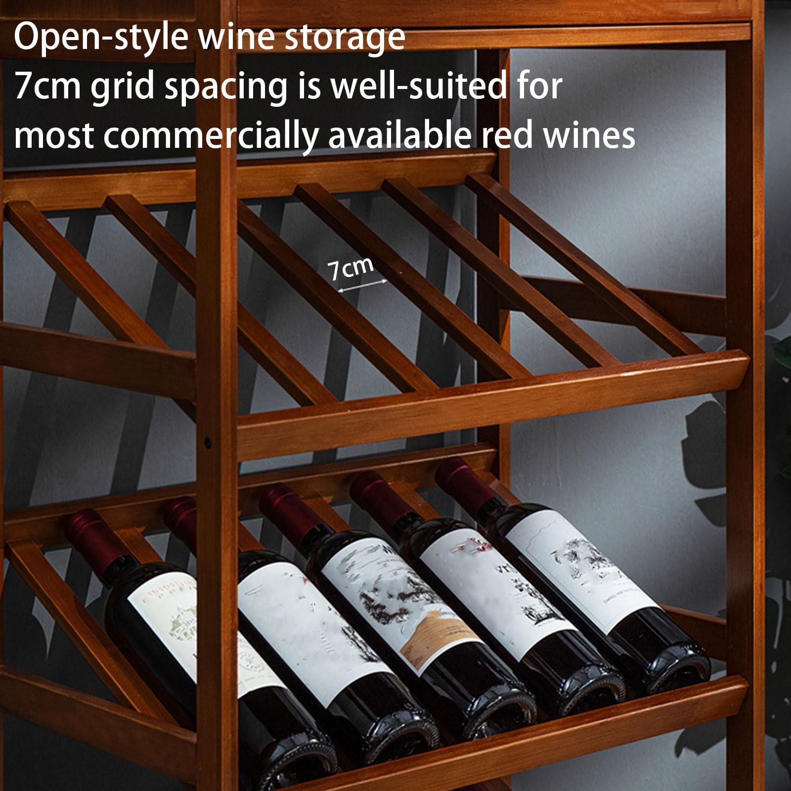 Cantinetta Vino, portabottiglie Vino da Terra per 15-20 Bottiglie, Mobile da Bar, Cantinetta Bottiglie, Armadio da Pranzo in Acrilico bambù per Cucina, Sala da Pranzo
