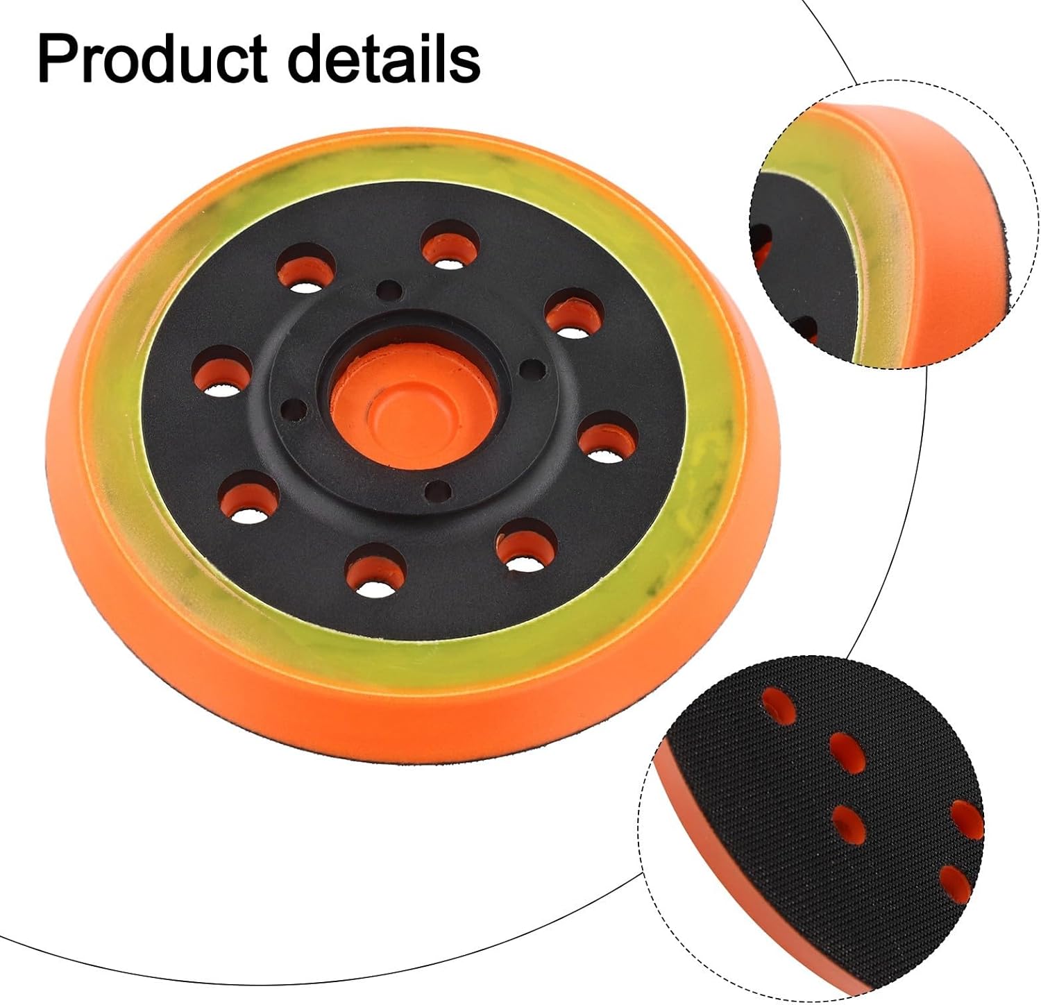 Sanding Disc Backing Pad Inch with 8 Holes for Dust Extraction, Rubber Hook and LOOPs Mount Interface for Random Sander, Woodworking Polishing and Drywall Replacement Plate