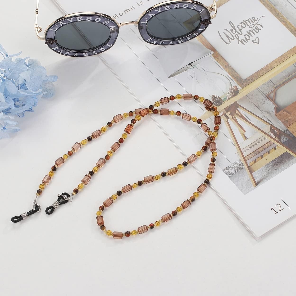 HOOENG Chains Glasses Lanyard for Women Vintage Beaded Eyewear Retainer Elegant Eyewear Retainer