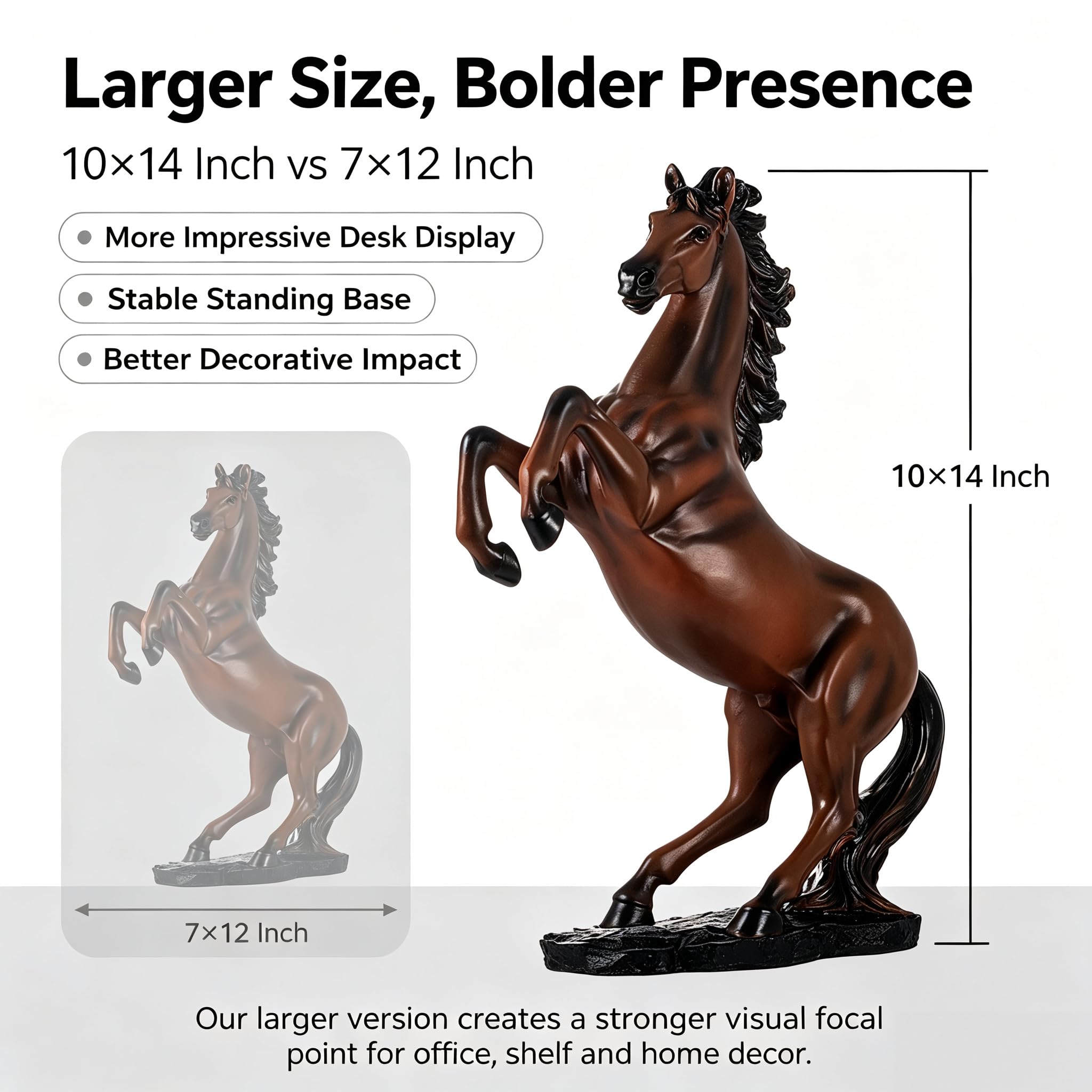 stehende Pferde‑Statue, Harz‑Pferdeskulptur, 36,1 cm hohe Tierfigur für Wohnzimmer, Büro, Bücherregal und Tischdekoration