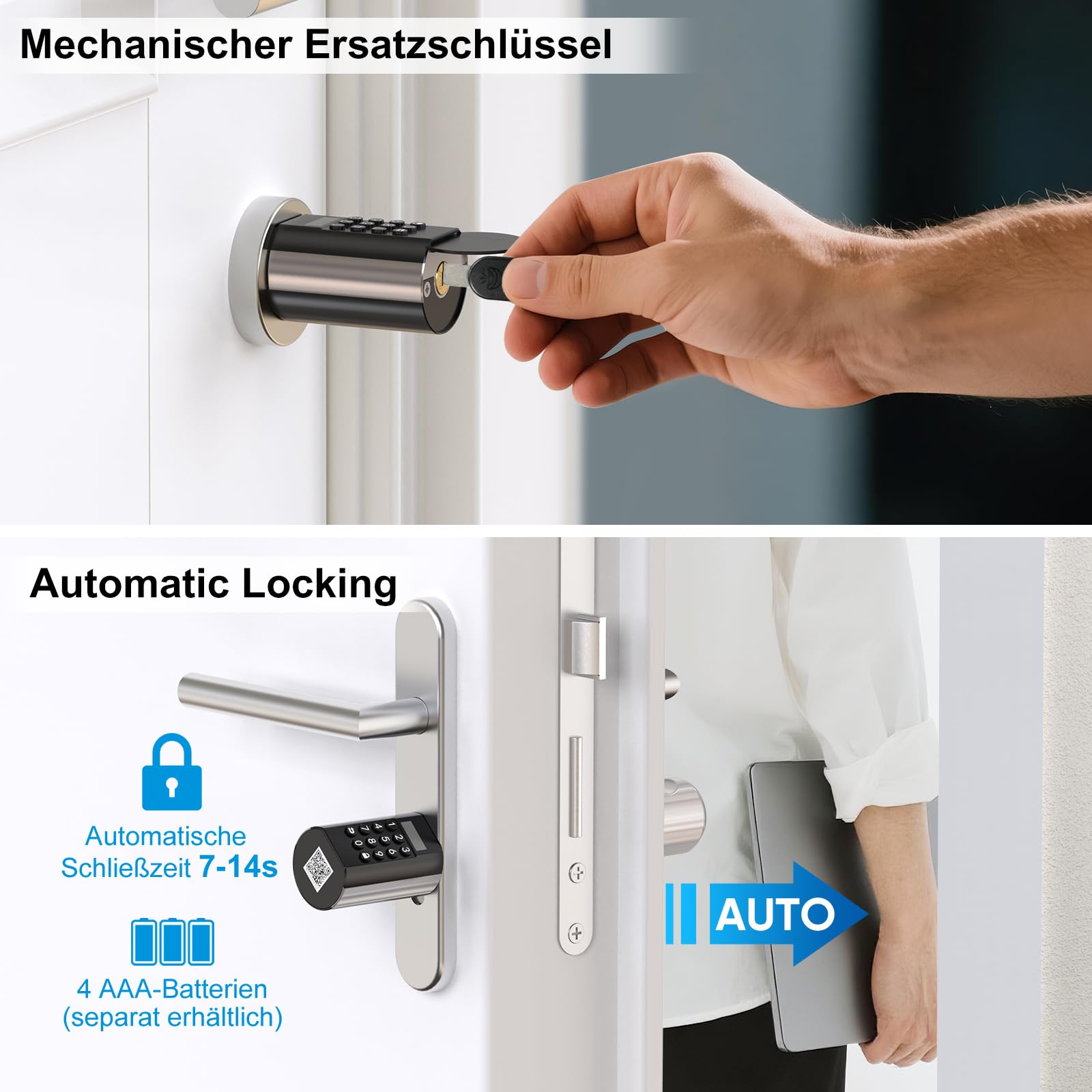 WELOCK Serratura Smart PCB72 con Password,Carte RFID e APP,Serratura Elettronica WiFi,serratura porta blindata livello di impermeabilità IP65,Cilindro 65x30 per porte da 65 a 130mm,Smart lock