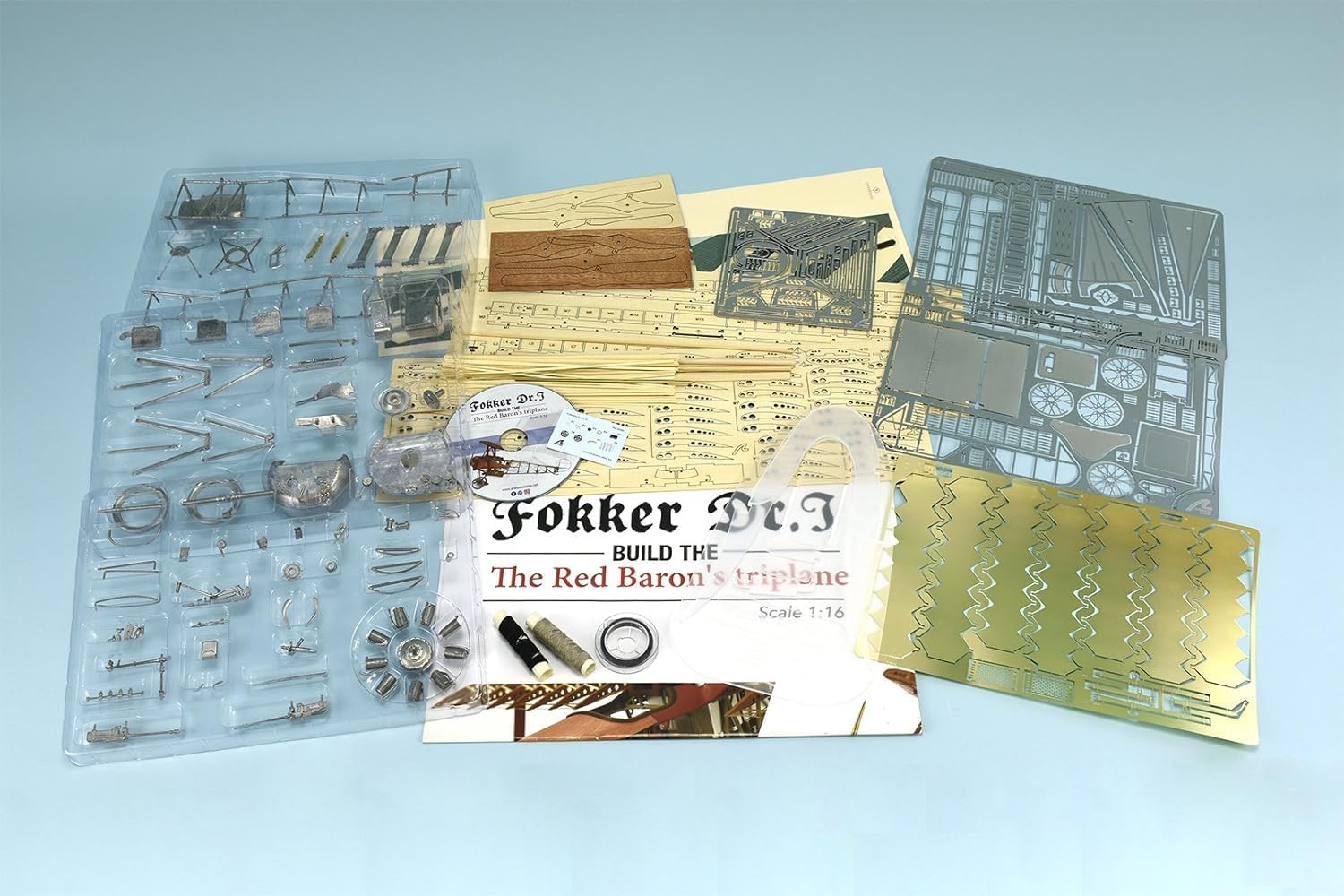 Artesanía Latina - Flugzeugmodell aus Holz und Metall Deutsche Kampfjet Fokker Dr. I - Roter Baron – Modell 20350, Maßstab 1:16 - Modelle zum Bauen - Expertenniveau