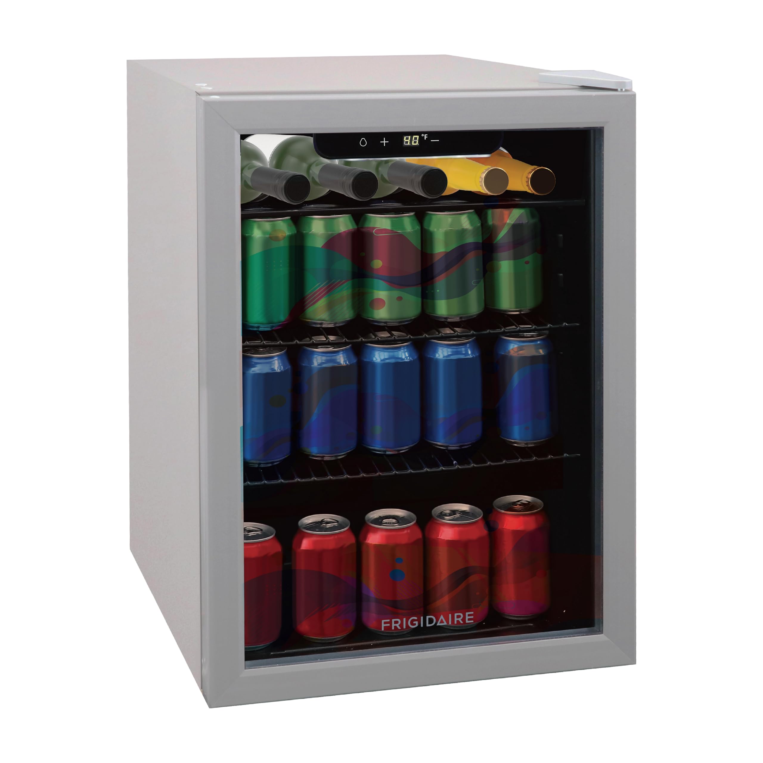 Frigidaire Efmis9000amz, Beverage Fridge Refrigerator With Glass Door, Compact Mini Fridge With Digital Temperature Control Fits 88 Cans Or 25 Bottles, 74l Capacity - 19.29"D X 25"W X 17.51"H, Silver on Fridge.com - View 2