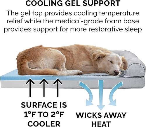 Miniatura 4 de Furhaven Pet Sofá de felpa ortopédica para perro, cama con forma de L, tumbona ergonómica con contorno de cuna, cama para perros y gatos, varios