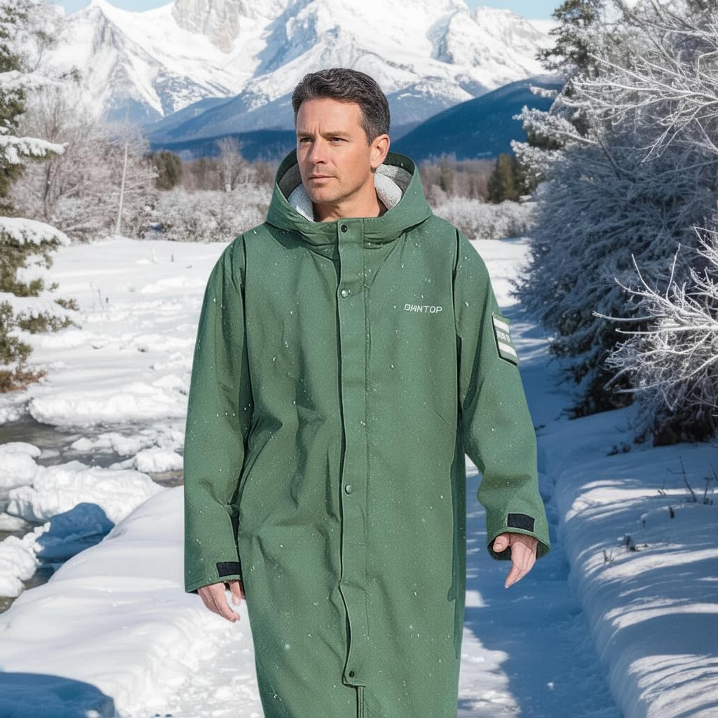 Owntop Waterproof Swim Parka for Kids Youths and Adults - Unisex Hooded Surf Poncho, Oversized High-Low Hem Windproof Changing Robe, Sherpa Winter Warm Beach Towel Jacket with Pockets - Image 9