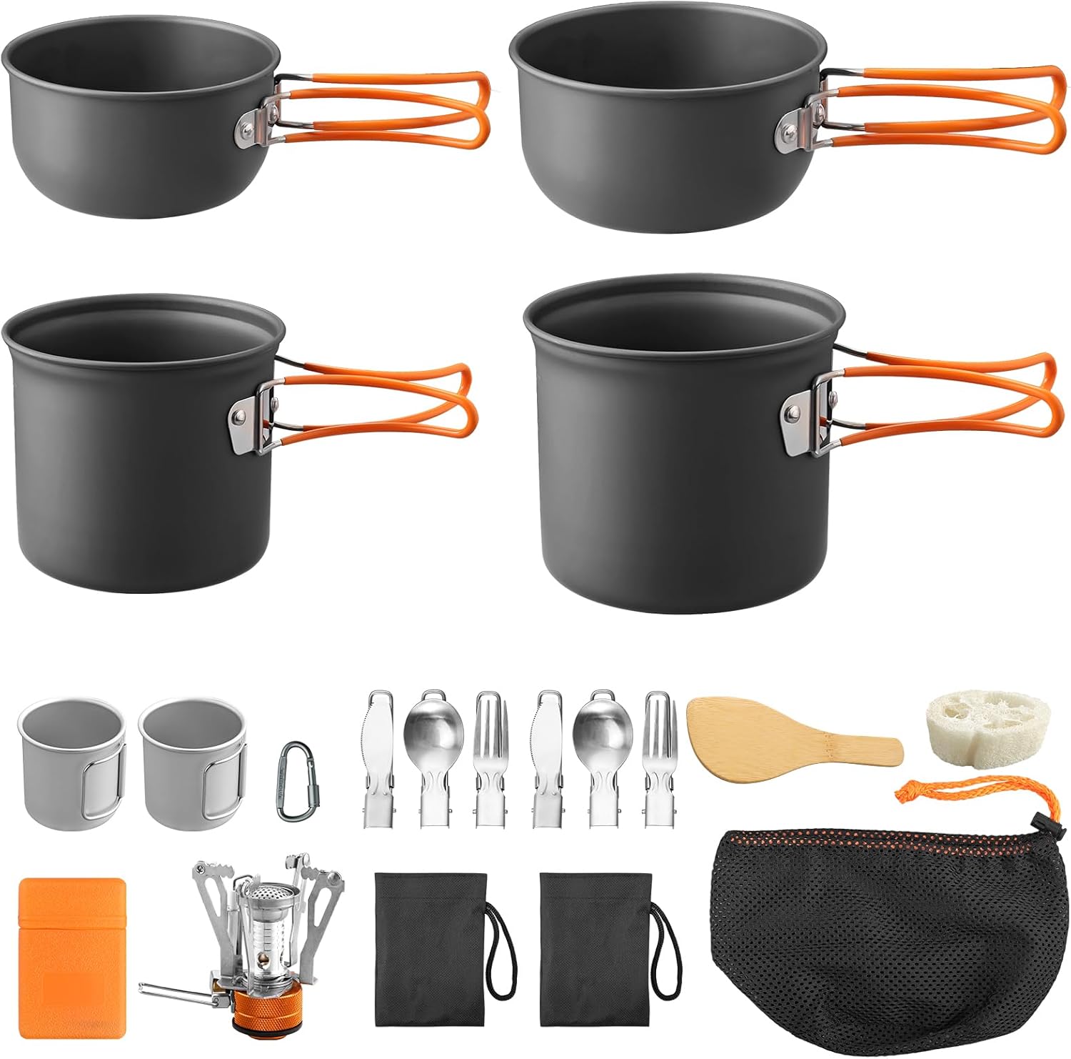 FUNYKICH Camping Pots and Pans Set, Non-Stick Camping Cooking Set, Lightweight Camping Cookware with Storage Bag for Camping, Backpacking, Outdoor Cooking & Picnic FUNYKICH Camping Pots and Pans Set, Non-Stick Camping Cooking Set, Lightweight Camping Cookware with Storage Bag for Camping, Backpacking, Outdoor Cooking & Picnic