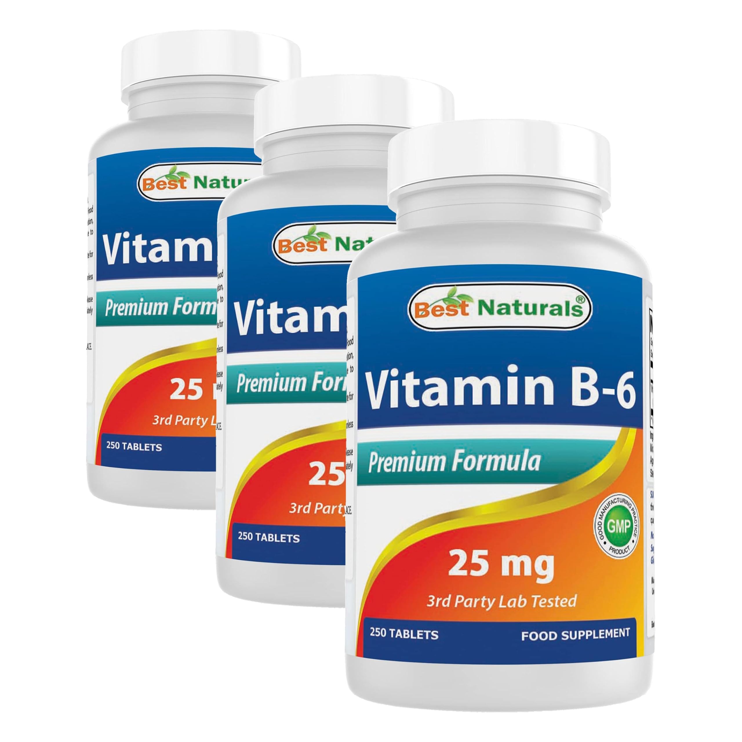 Best Naturals Vitamin B-6 25 Mg Tablets, 250 Count (Pack of 3)