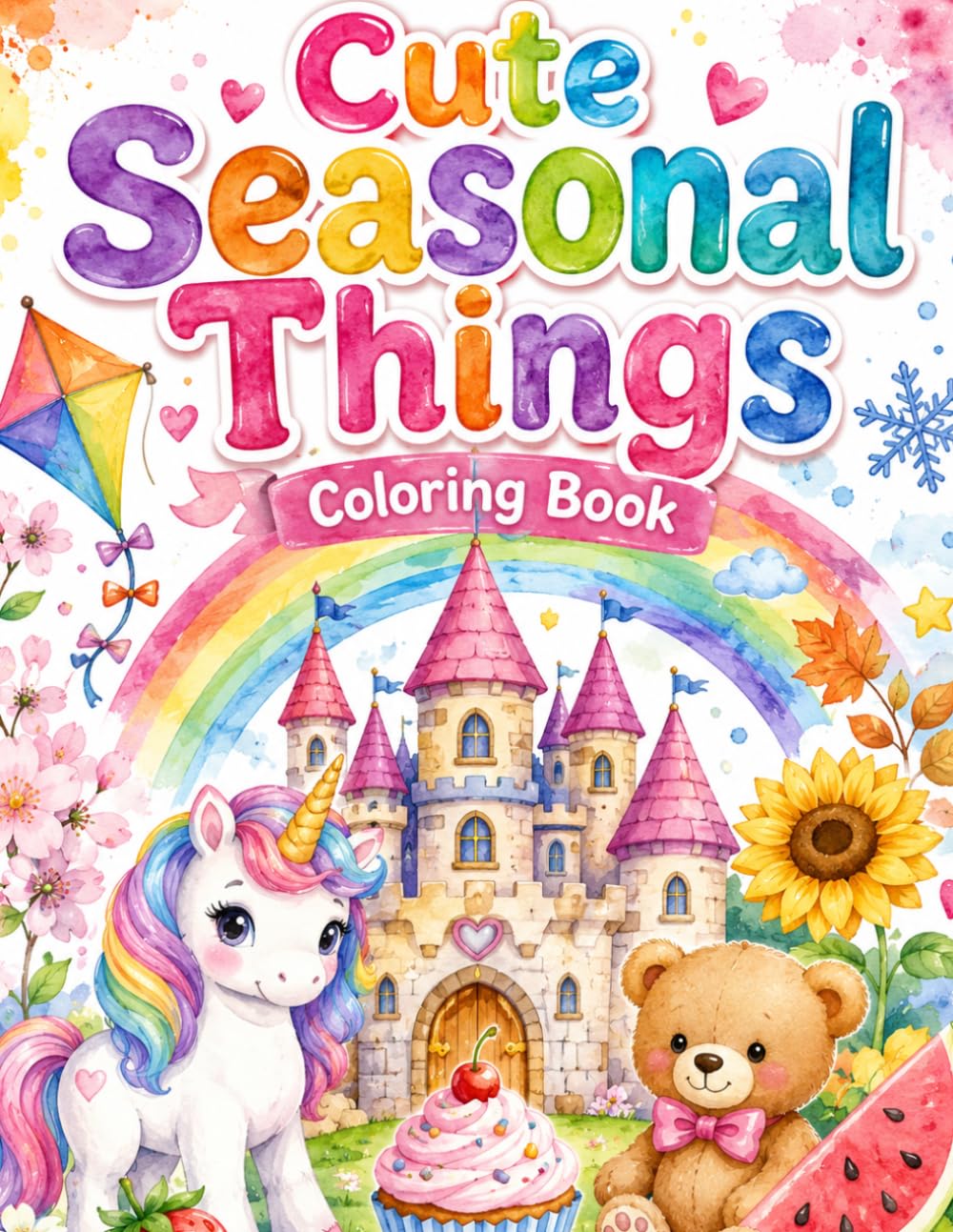 Cute Seasonal Things Coloring Book: 100 Fun and Easy Coloring Pages for Kids Ages 4-8