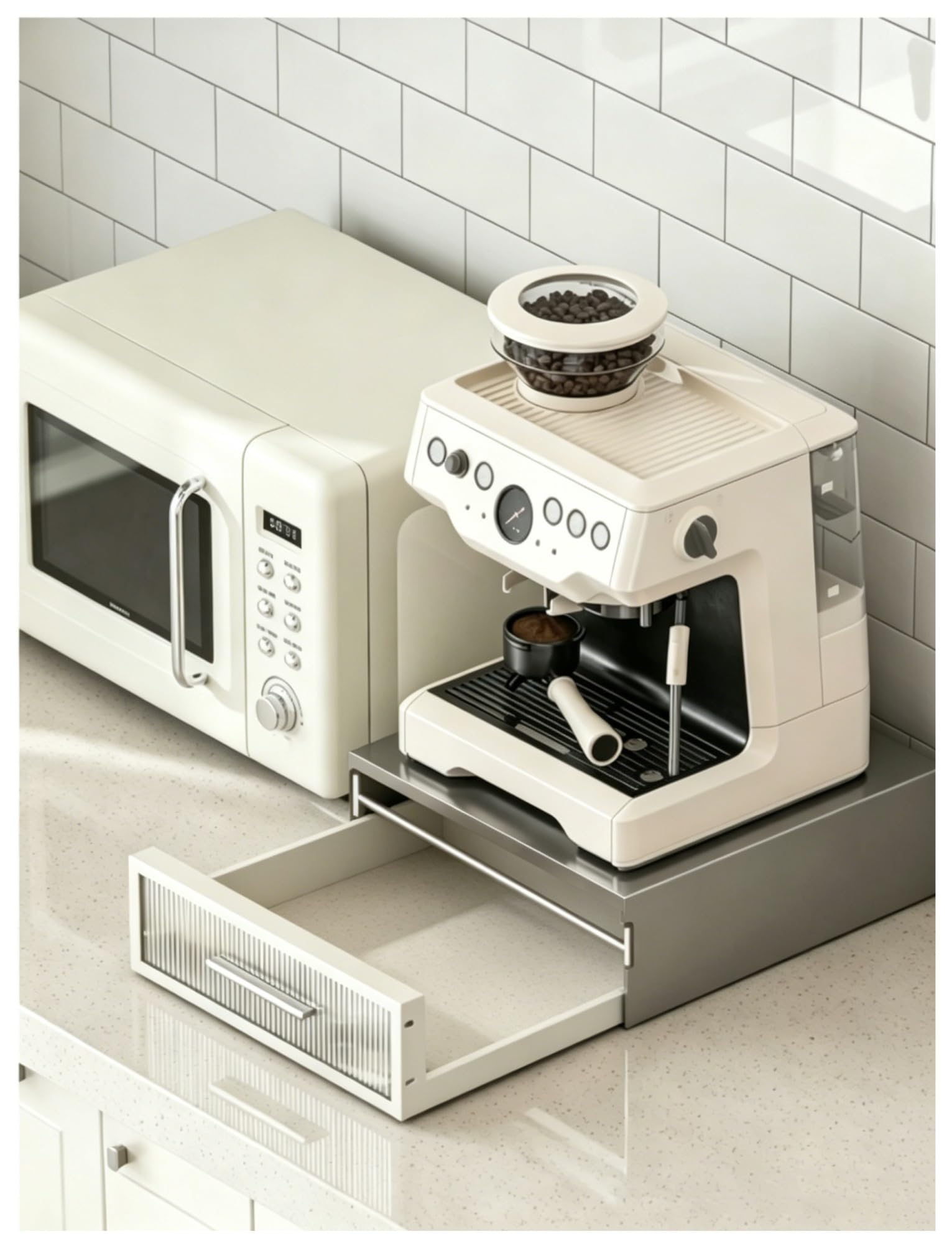 Este Organizador de cápsulas de café de sobremesa con Tapa, Estante de Almacenamiento extraíble para la Base de la cafetera para cápsulas de café, bolsitas de té (Leche, 6 Compartimentos)