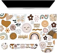 Vista 15 de iCasso - Alfombrilla de mouse, juego grande de alfombrillas de escritorio rosa, 4 en 1 XXL, alfombrilla de mouse + reposamuñecas para teclado +