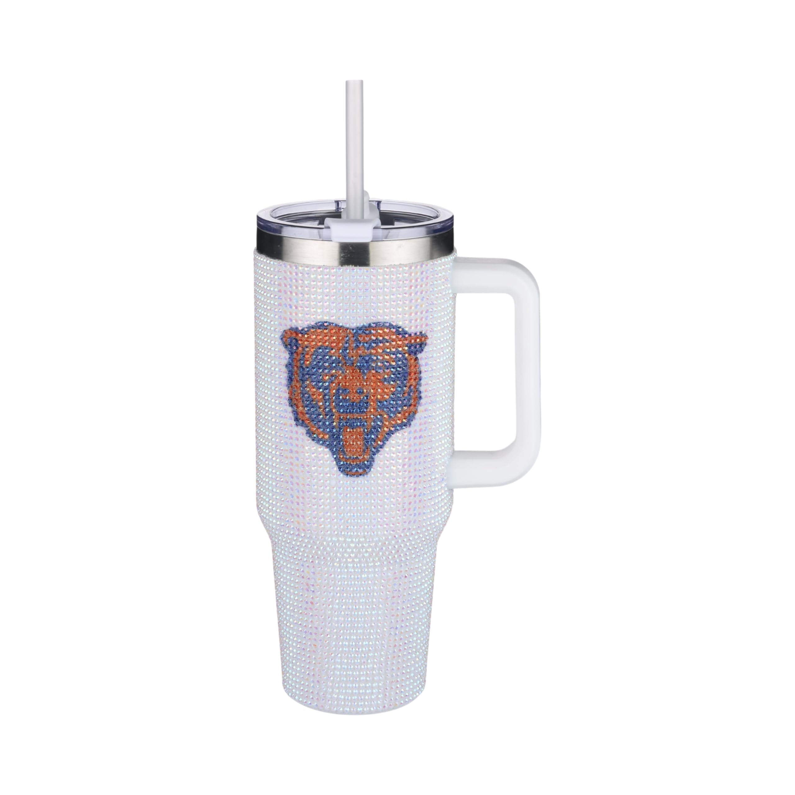 The Memory Company Officially Licensed 40oz White Bling Game Day Tumbler, Chicago Bears