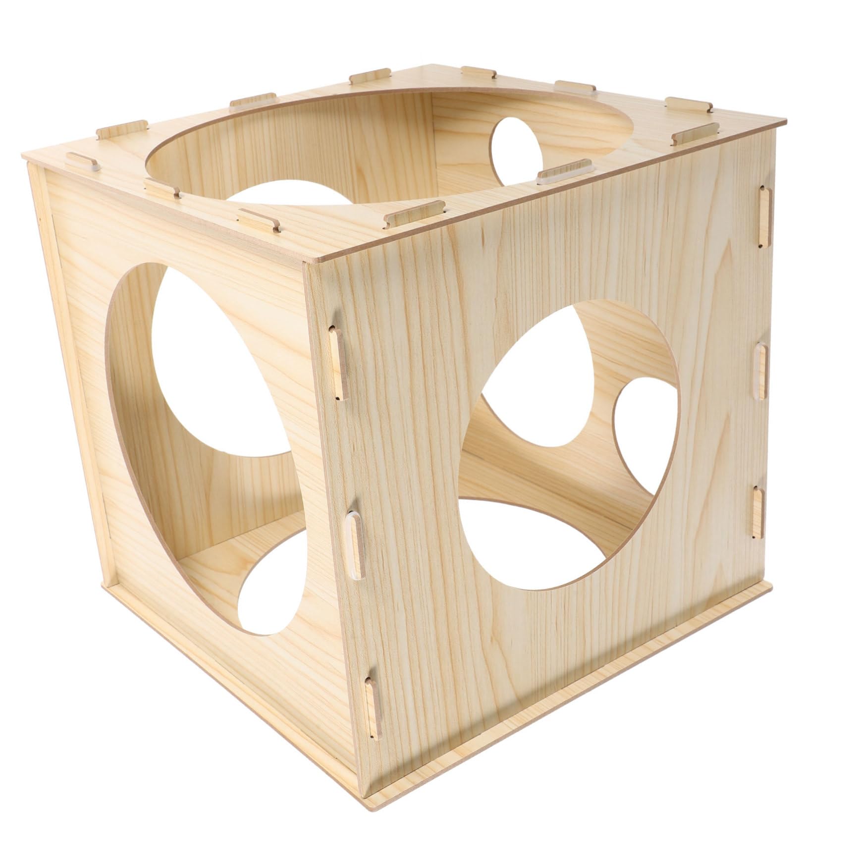 Toddmomy Holz Ballongrößenmesser Würfel Messkasten mit 9 Löchern und Größenmarkierung Leicht Zusammenbaubar für Hochzeit und Shower Dekoration