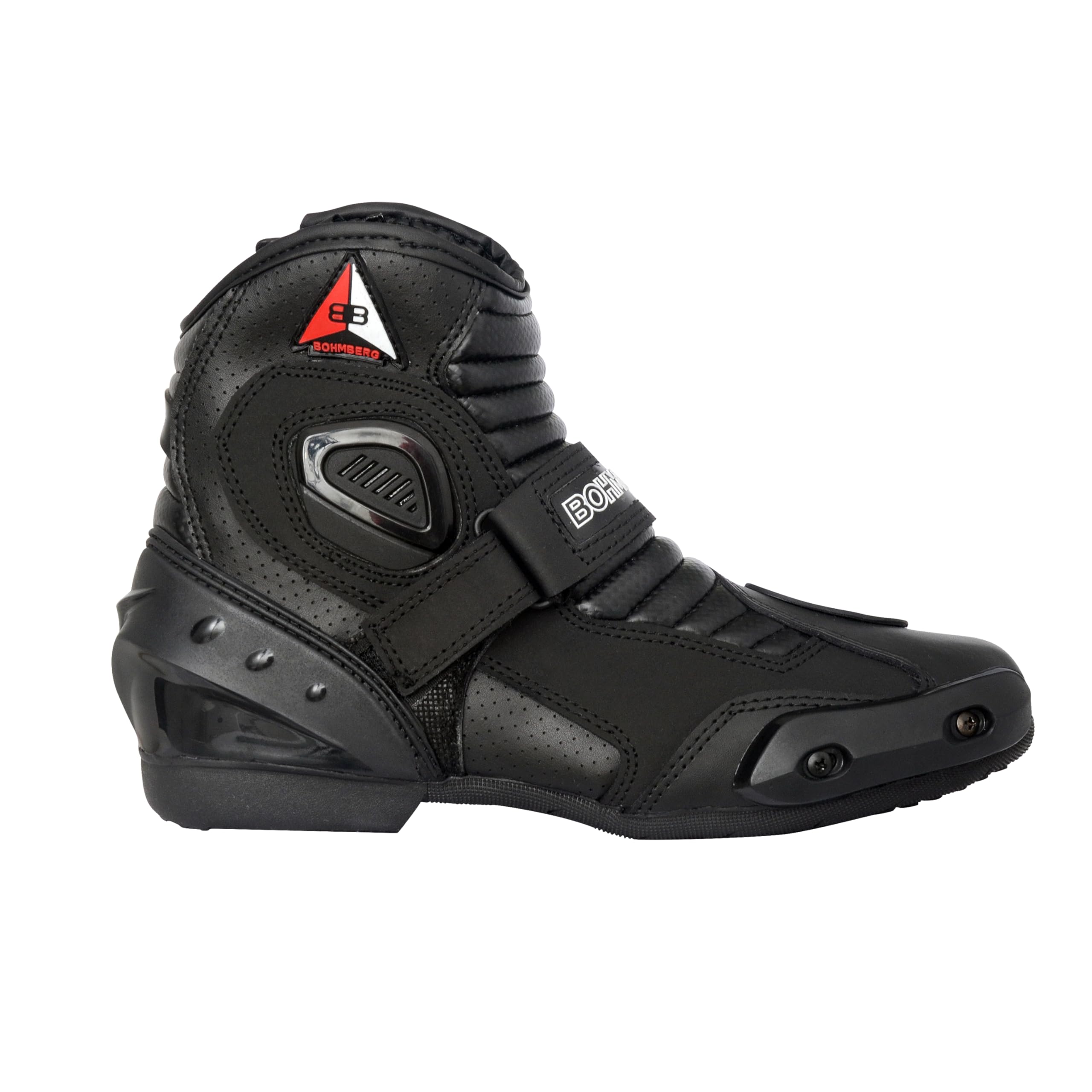Bohmberg Botas de moto para hombre AUDAX, botas moteras, botas deportivas para moto fabricadas en piel, hidrófugas con protectores reforzados protectores