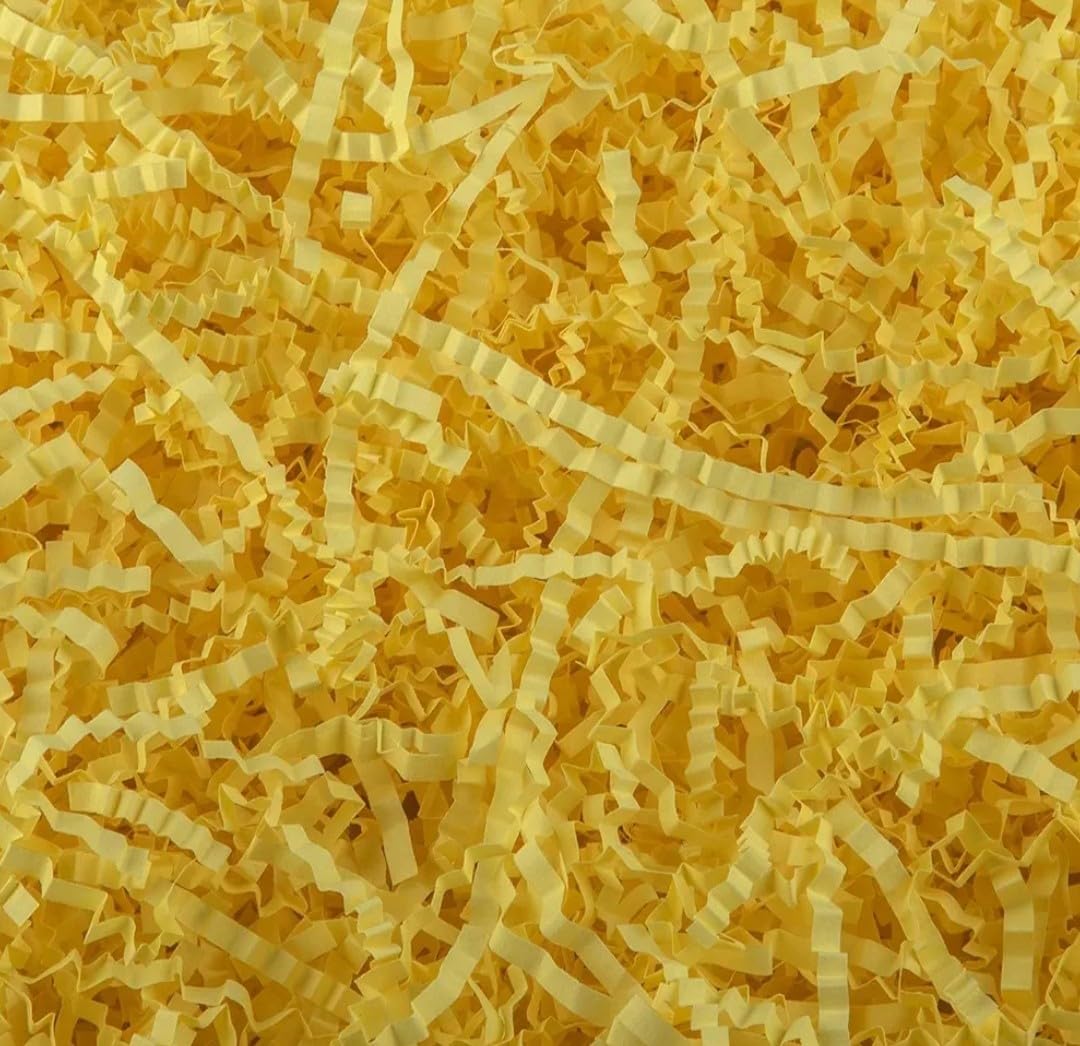 VRB Dec Shredded Paper Grass Paper Grass for Crafts Project Gift Packing, Packing of Gifts for Marriage, Christmas, Baby Shower & Any Other Occasion or Party (100 Gram - Yellow)-image-46