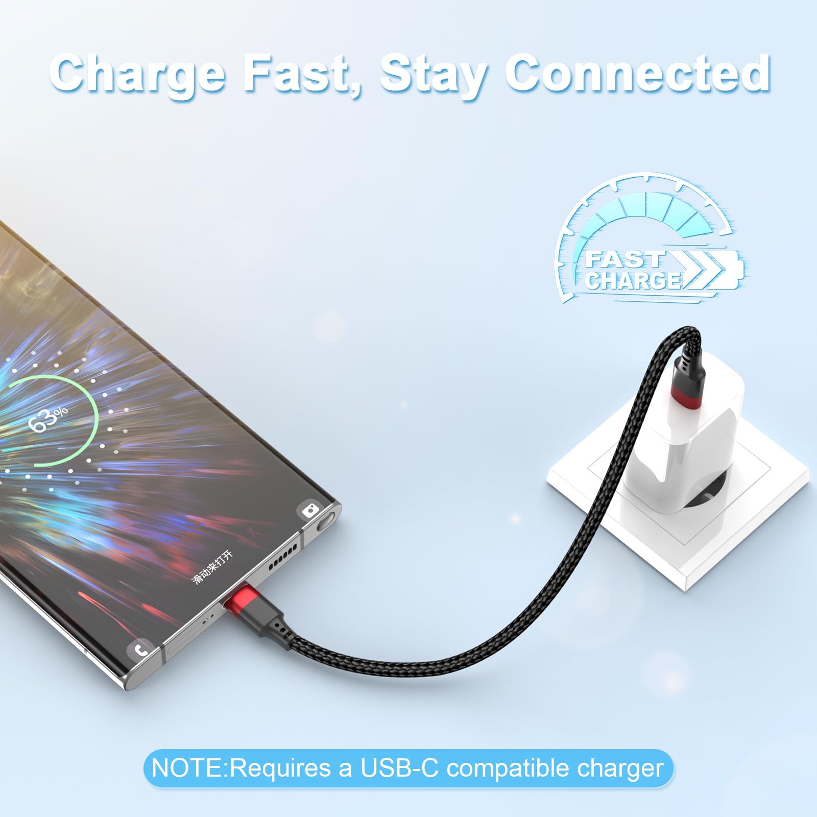 Ladekabel, USB C auf Typ C, geflochten, 30,5 cm USB-C-Datenübertragungskabel, kurzes Typ-C-Android-Ladekabel für Galaxy S24/S23/S22, Pixel 8, One Plus 12, iPhone 15/16, Ladestation, 3 Stück