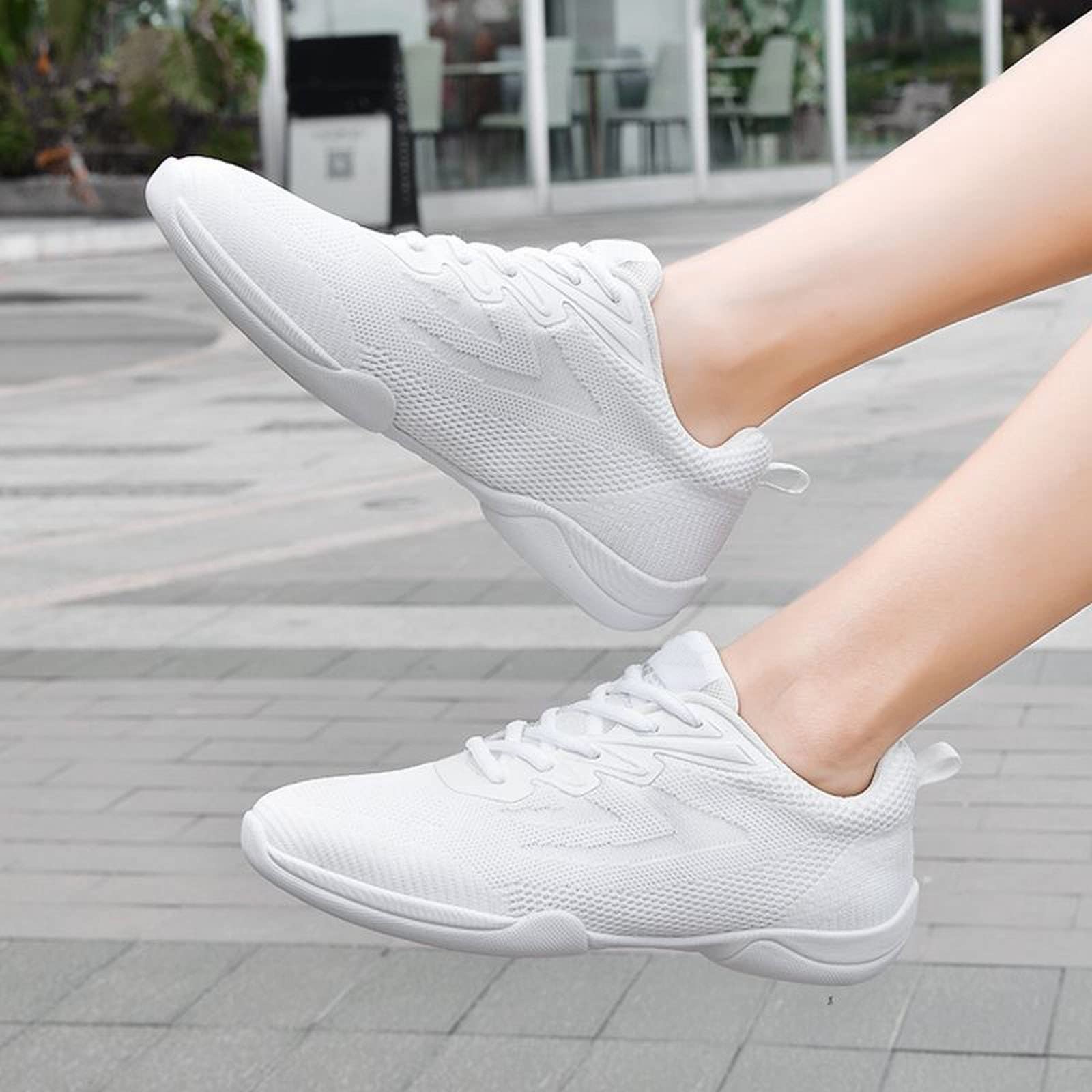 Generisch Cheer Shoes - Zapatos de danza para mujer, color blanco, para gimnasia, jazz, yoga, entrenamiento, al aire libre, para caminar, danza, aeróbic, con cordones