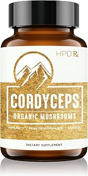 HPD Rx Organic Cordyceps Mushroom Extract | 2250 mg, 120 Capsules, 1-Pack