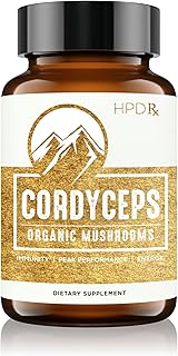 HPD Rx Premium Organic Cordyceps Mushroom Extract Performance Supplement for Energy, Endurance and Immunity | 2250 mg, 120 Capsules, Pack of 1