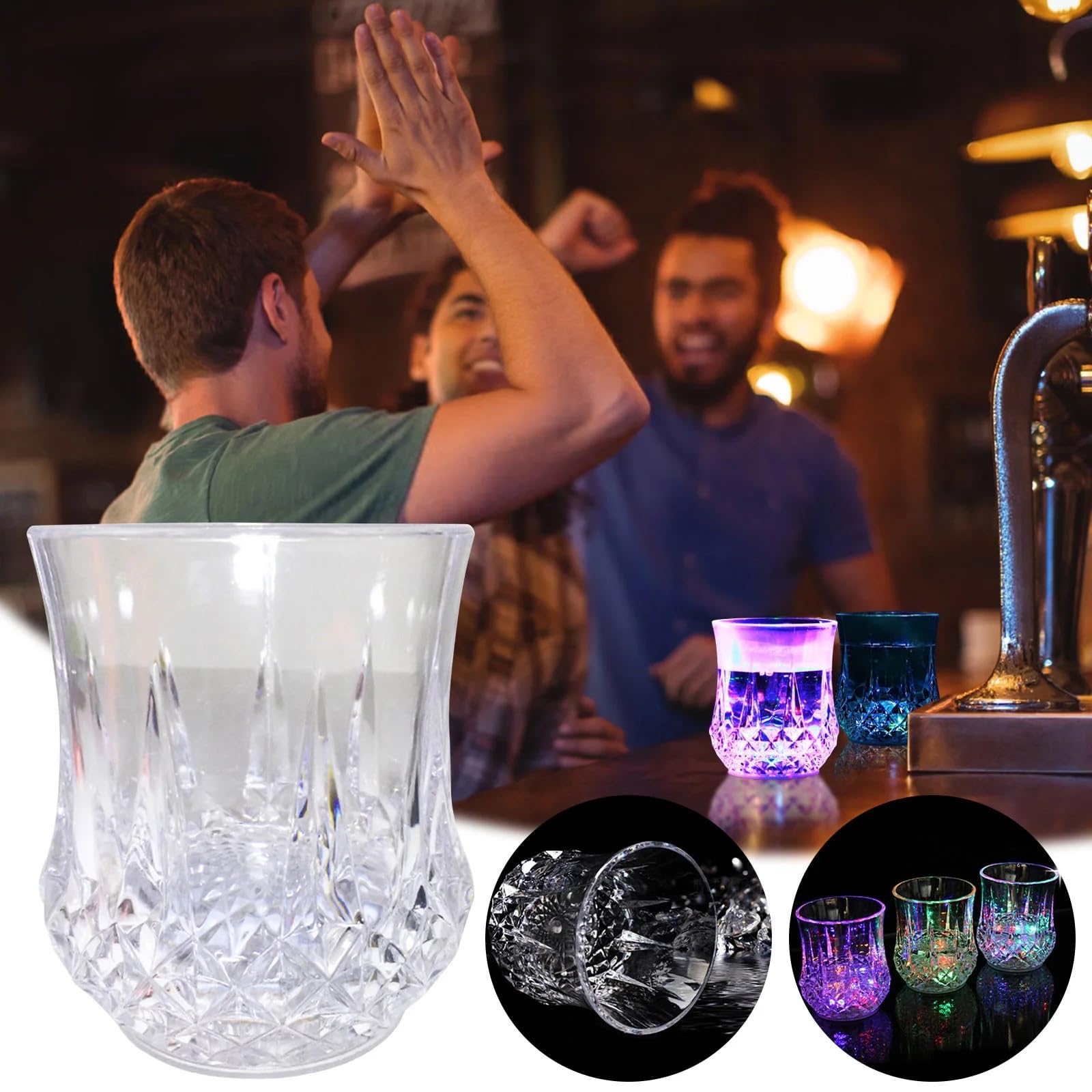 Cambiamento Cromatico Bicchiere Bicchieri con LED 5 LED Luci Acrilico Plexiglass non Fragile Impermeabile Marble Texture Materiale (4PC)