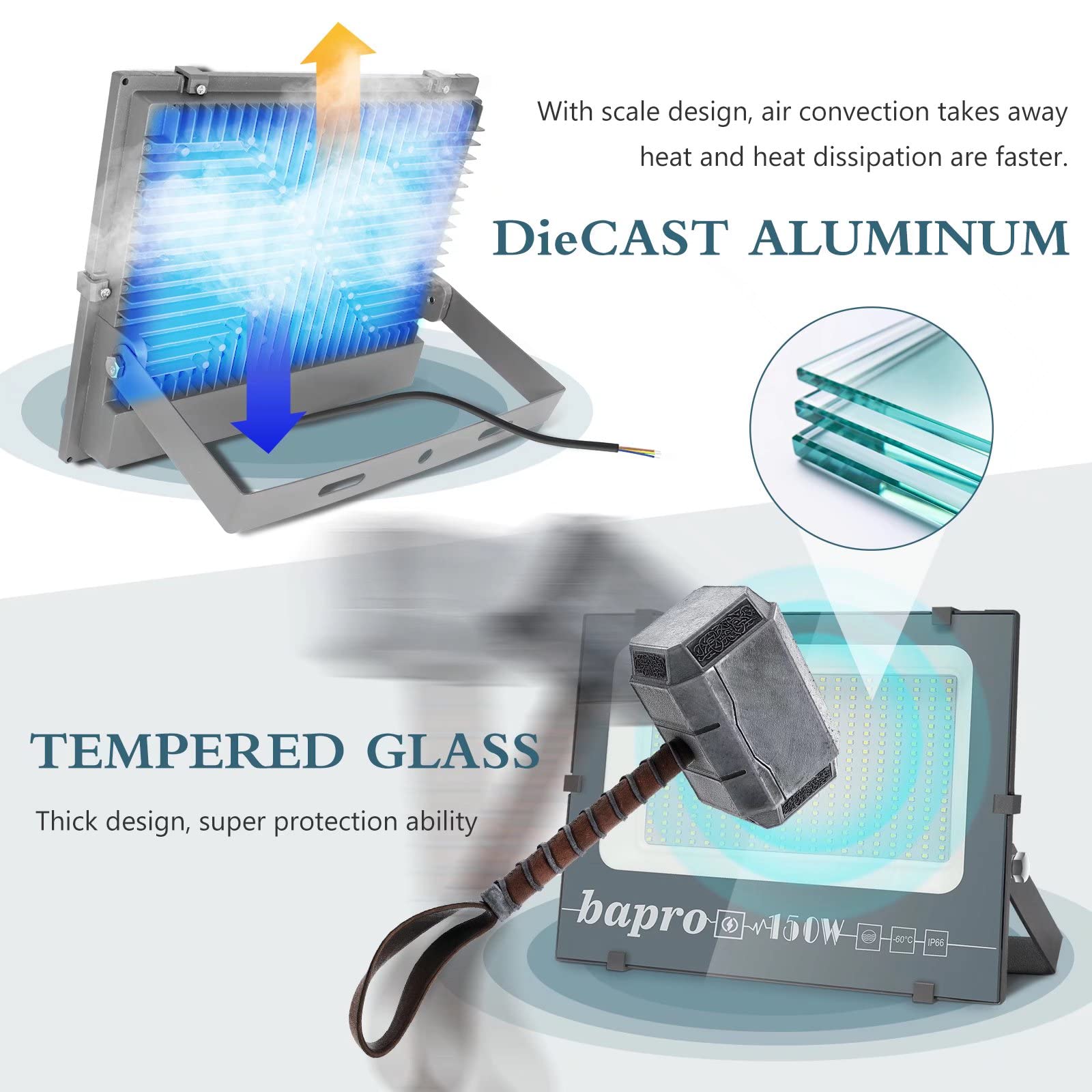 loyal 600W Faretto LED da Esterno 60000LM Super Luminosa Bianco Caldo 3000K Fari LED Lampada, Impermeabile IP65 Proiettore Faro, Luce di Sicurezza per Garage Giardino Corridoio Piazza Cortile