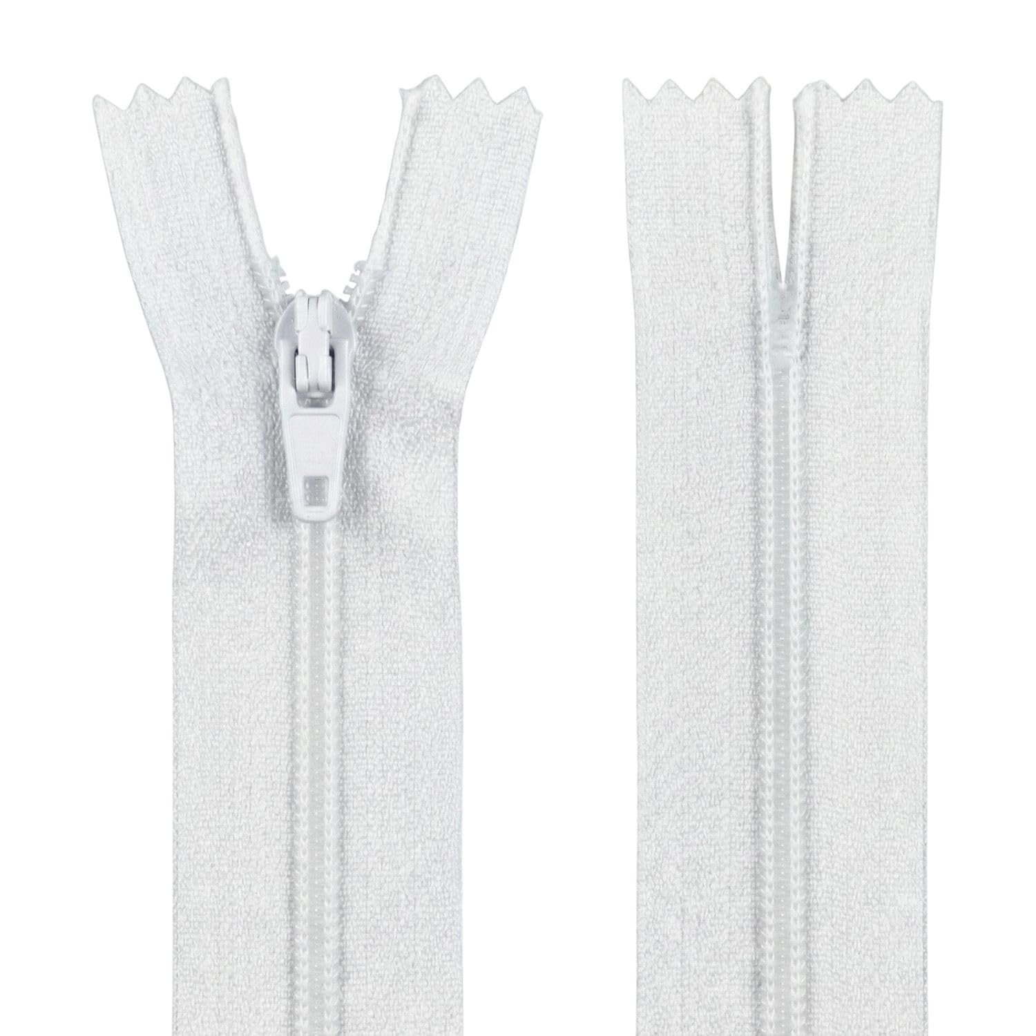 12" (30.5cm) White Zip - Closed-End - Dressmaking, Sewing & Craft