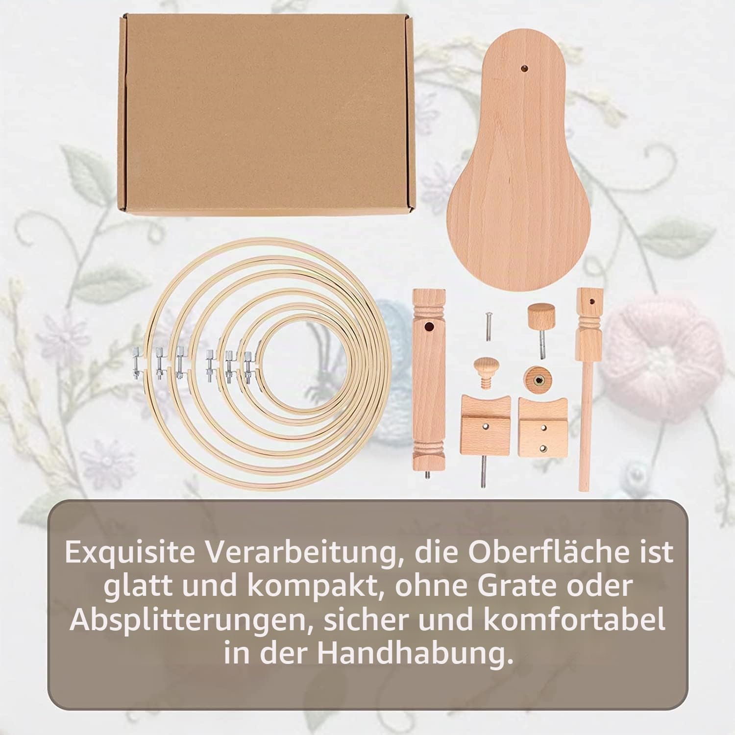 Stickrahmen Halterung aus Holz mit Runder Stickrahmen, Stickständer aus Holz für Tisch und Couch mit Kreuzstich Ring für Handarbeiten Kunsthandwerk Nähprojekte von Poweka
