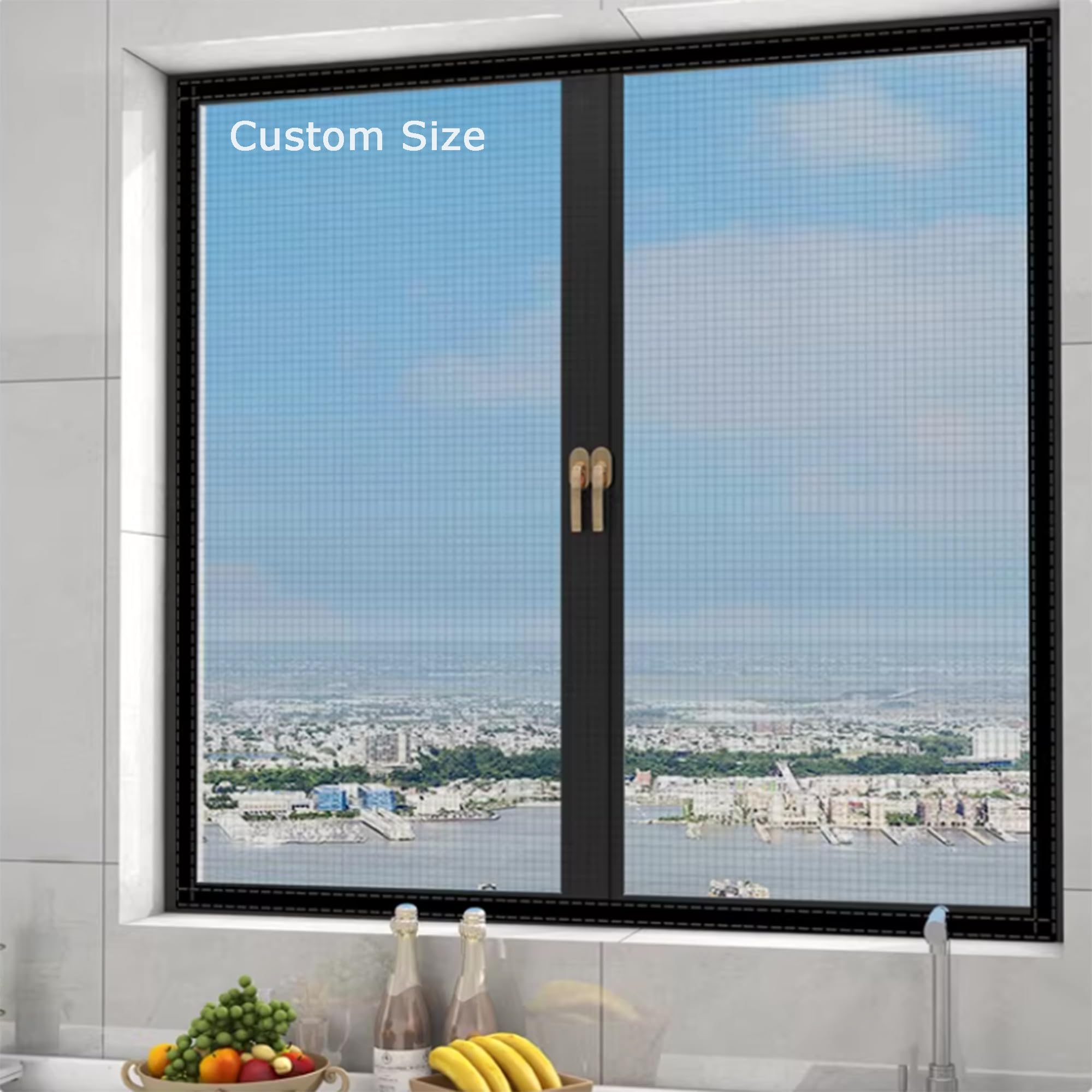 Xieminle White Custom Size Window Net, Durable Window Fly Screen, Flies Insect Mosquitoes Screen, Tear-Proof Cat Proof Safety Mesh With Self-Adhesive Tapes, Easy Installation
