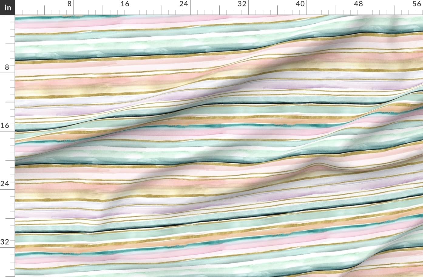 Spoonflower Fabric - Watercolor Horizontal Stripe Pastel Modern Printed on Organic Cotton Sateen Fabric by The Yard - Sewing Quilting Apparel Home Decor