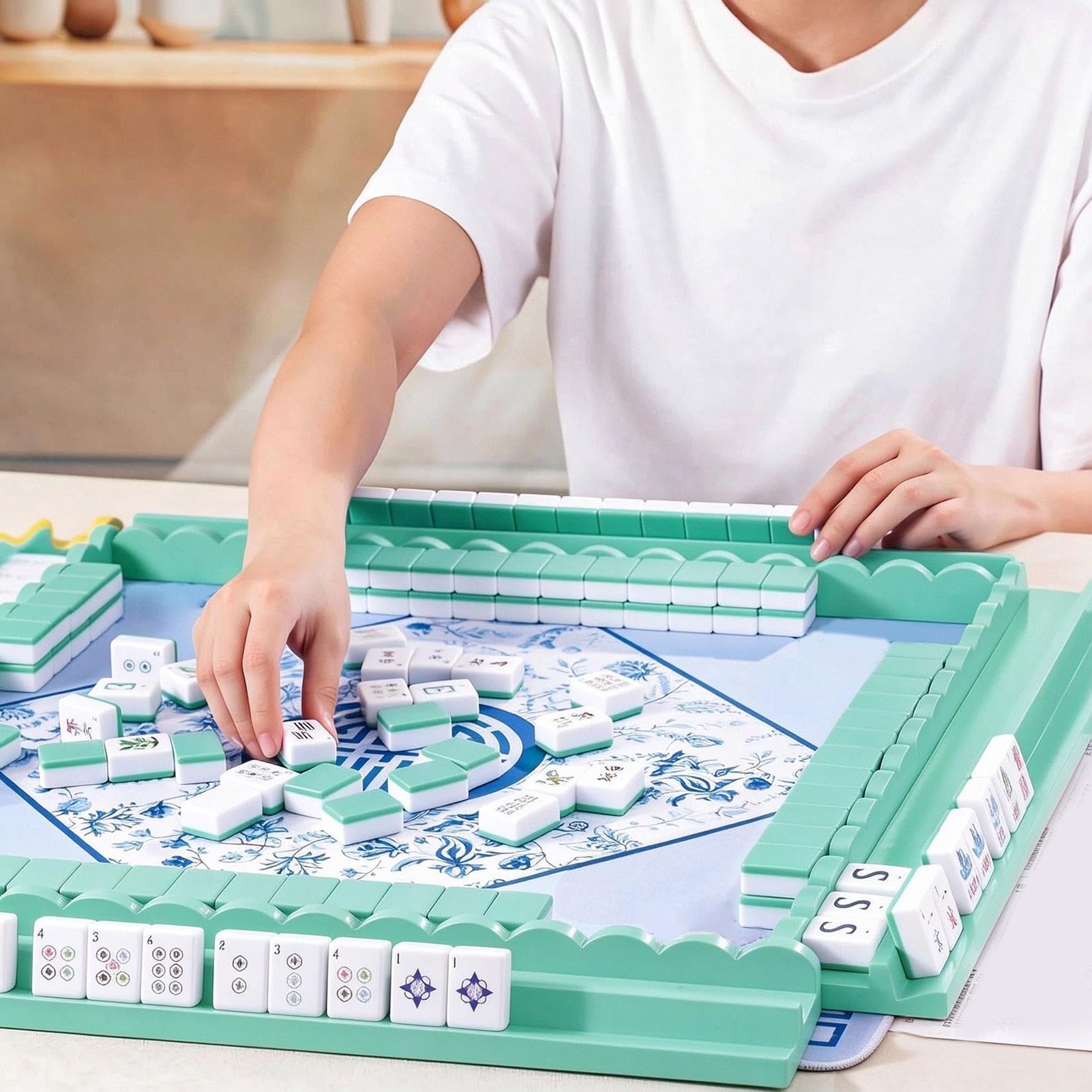 Rack Mahjong in legno – Supporto per piastrelle da 50,8 cm, organizer per