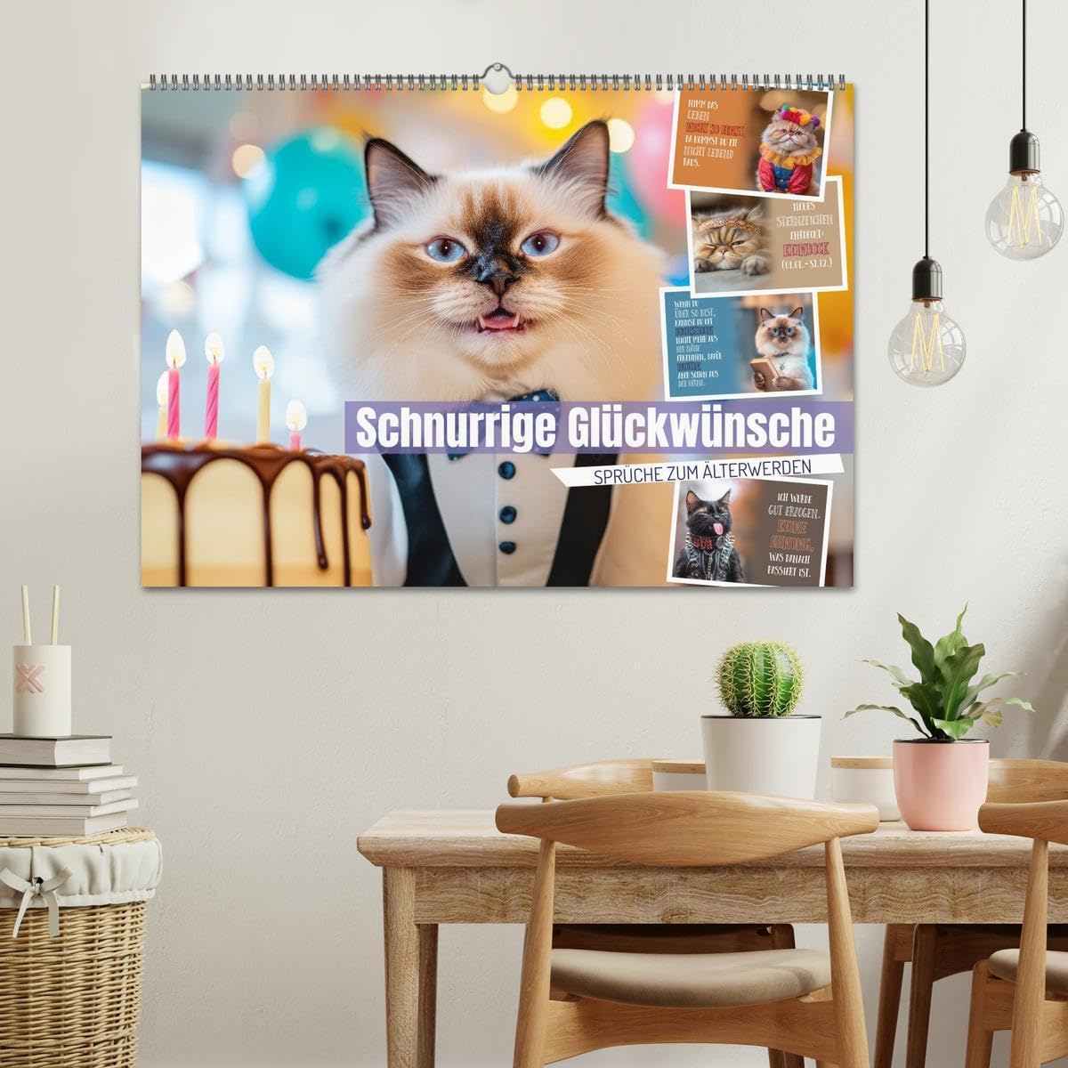 Schnurrige Glückwünsche - Sprüche zum Älterwerden (Wandkalender 2026 DIN A2 quer), CALVENDO Monatskalender: Lächle, solange du noch Zähne hast (CALVENDO Spass)