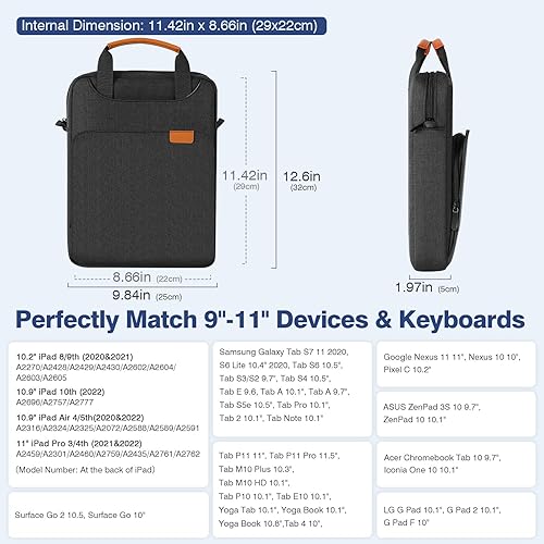 Miniatura 2 de MoKo Bolsa de hombro para tableta 9-11, se adapta a iPad Air M3Pro M5 de 11 pulgadas, iPad A16 2025, i-Pad 1098th 10.910.2, Surface Go 32 10.5, Tab