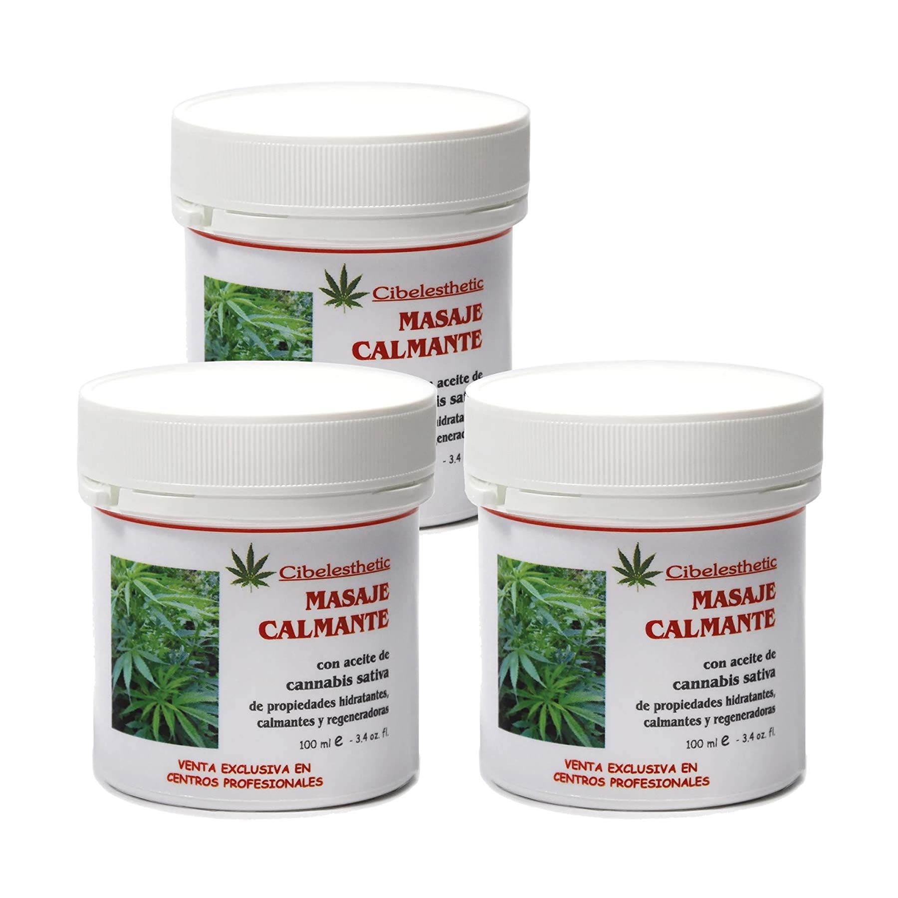 Crema Calmante de Cannabis, para dolor de músculos y articulaciones (Pack 3 x 100ml)