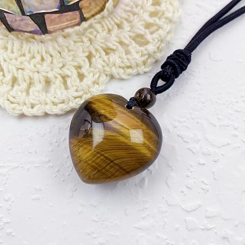 Miniatura 2 de EDEN'S CALL Collar con colgante de corazón de piedra de cristal tallada a mano para mujer, colgante de cuarzo curativo con cordón ajustable