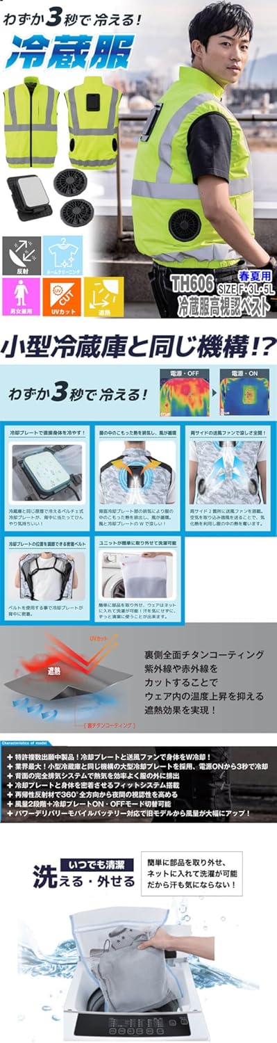 Amazon.co.jp: [ビッグボーン] 冷蔵服4 高視認 ベスト + ペルチェ +