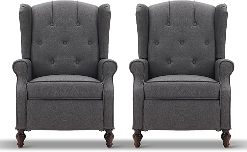 Miniatura 17 de Silla Reclinable Wingback - Sillón Reclinable Acolchado - Silla Reclinable de Masaje con Calor - Sillón Reclinable de Tela Push Back con Control