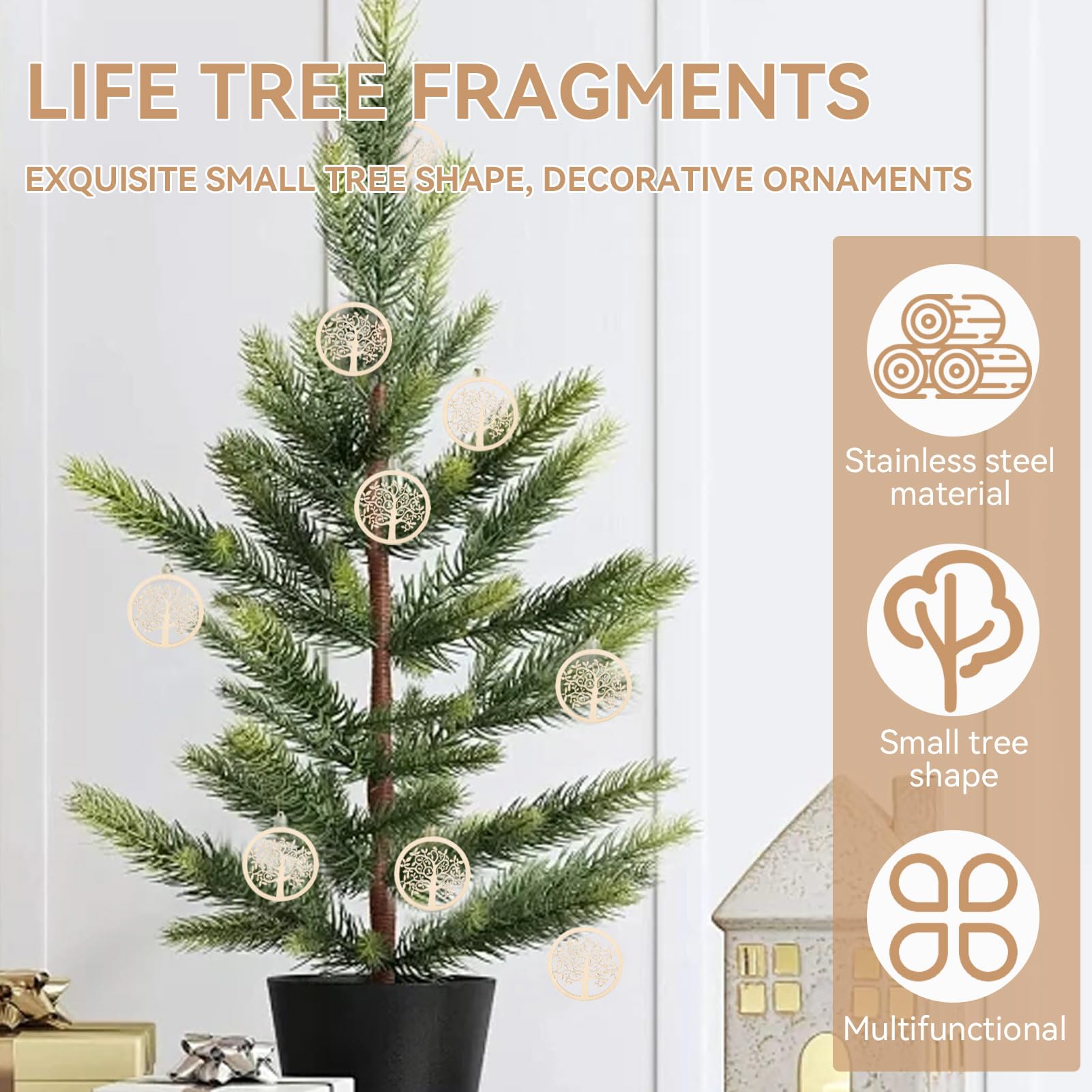 Albero Della Vita Legno, 48 pezzi Albero Decorativi Pendenti Legno Abbellimenti per Decorazioni Fai da Te Matrimonio Nozze Natale, Dimensioni 5 cm/2 pollici