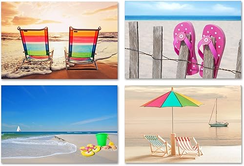 Small World Greetings Tarjetas de notas de playa, 24 unidades, interior en blanco con sobres, tamaño A2 (5.5 x 4.25 pulgadas), papelería de playa