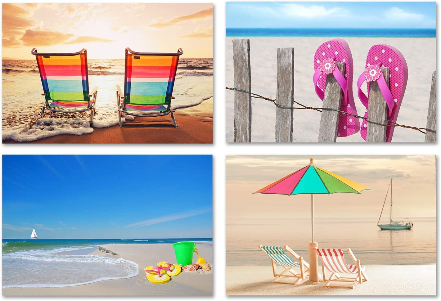 Small World Greetings Beach Note Cards 12 Count - Blank Inside with Envelopes - A2 Size (5.5" x 4.25") - Perfect All Occasion Beach Stationery for Thank You, Birthday, and More