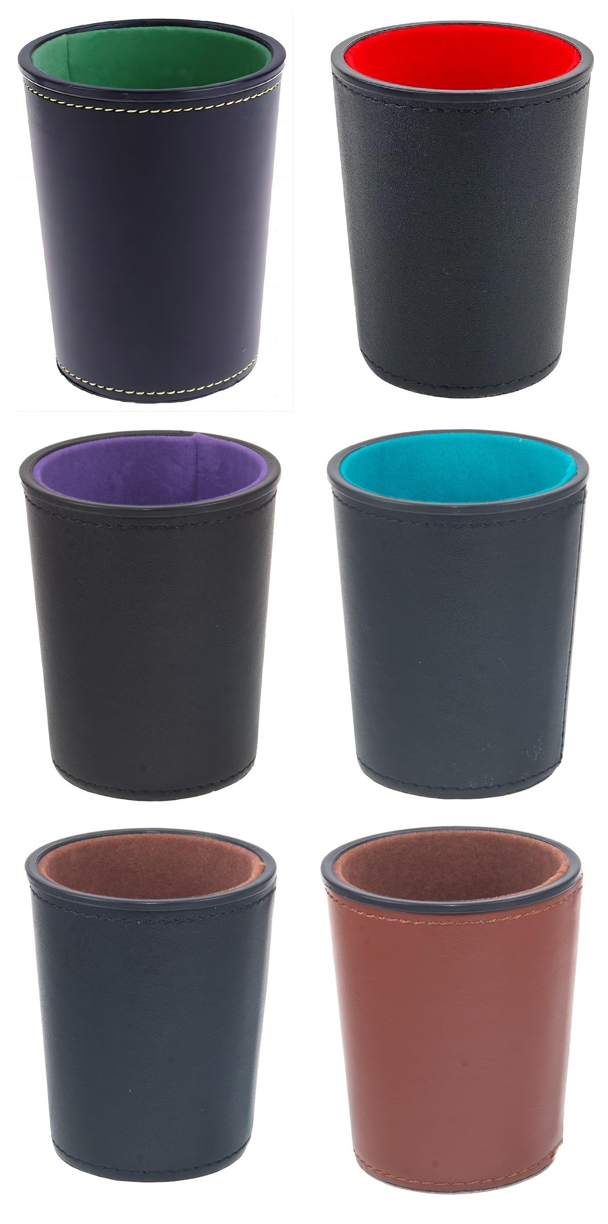 Bamboo's Grocery LoKii Taza de dados de cuero, interior bastante forrado de fieltro, 6 vasos agitadores y 30 dados de puntos, una bolsa de transporte, negro y marrón