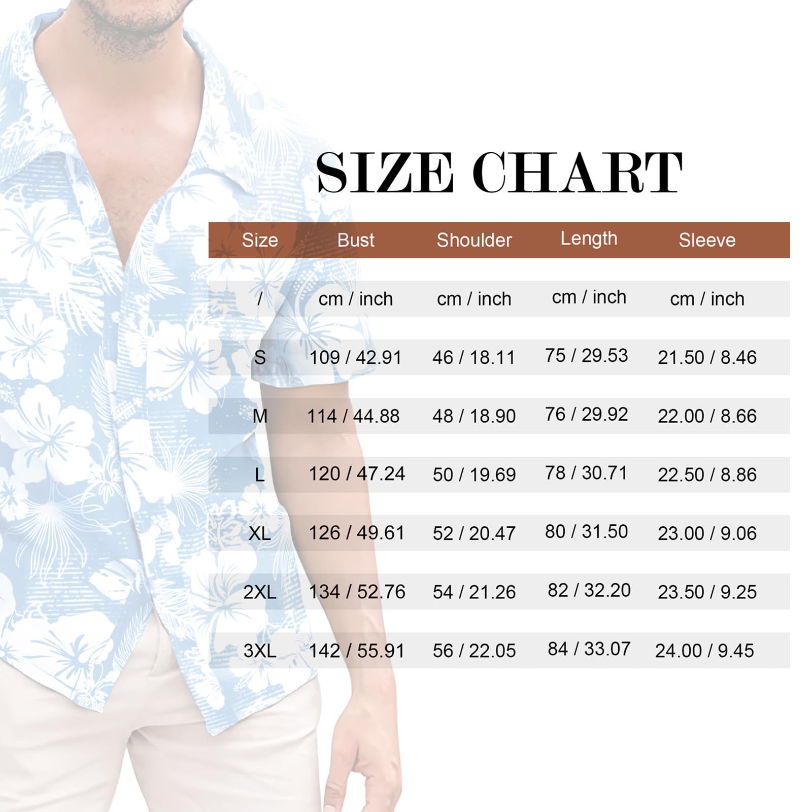 Chemise Hawaienne Homme a Fleur Manches Courtes Ete Festival Chemisette Col V Leger Boutons Tenue M-3XL