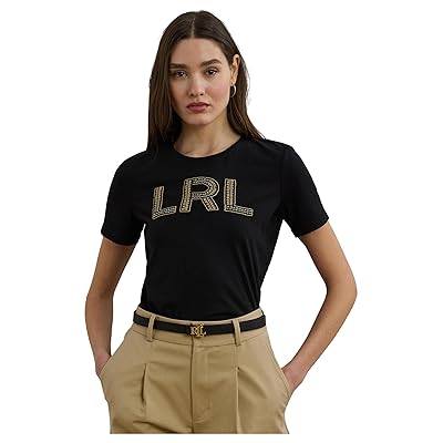 Lauren Ralph Lauren Beaded logo Cotton Jersey T Shirts Women
