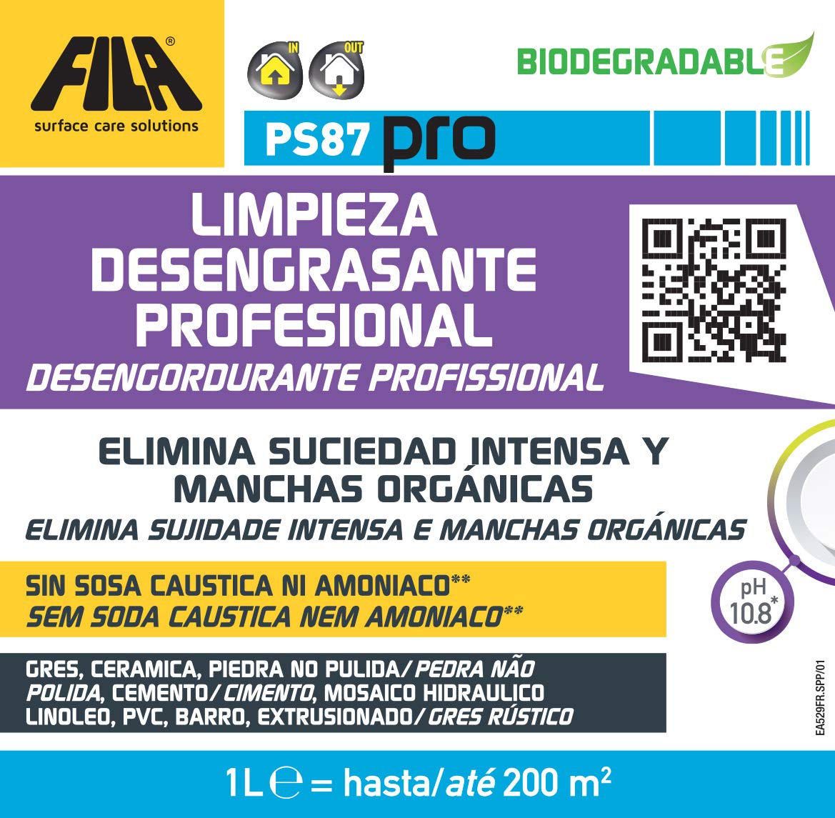 PS87 Pro Detergente Desengrasante Decapante Limpieza Profesional Pavimentos 1L