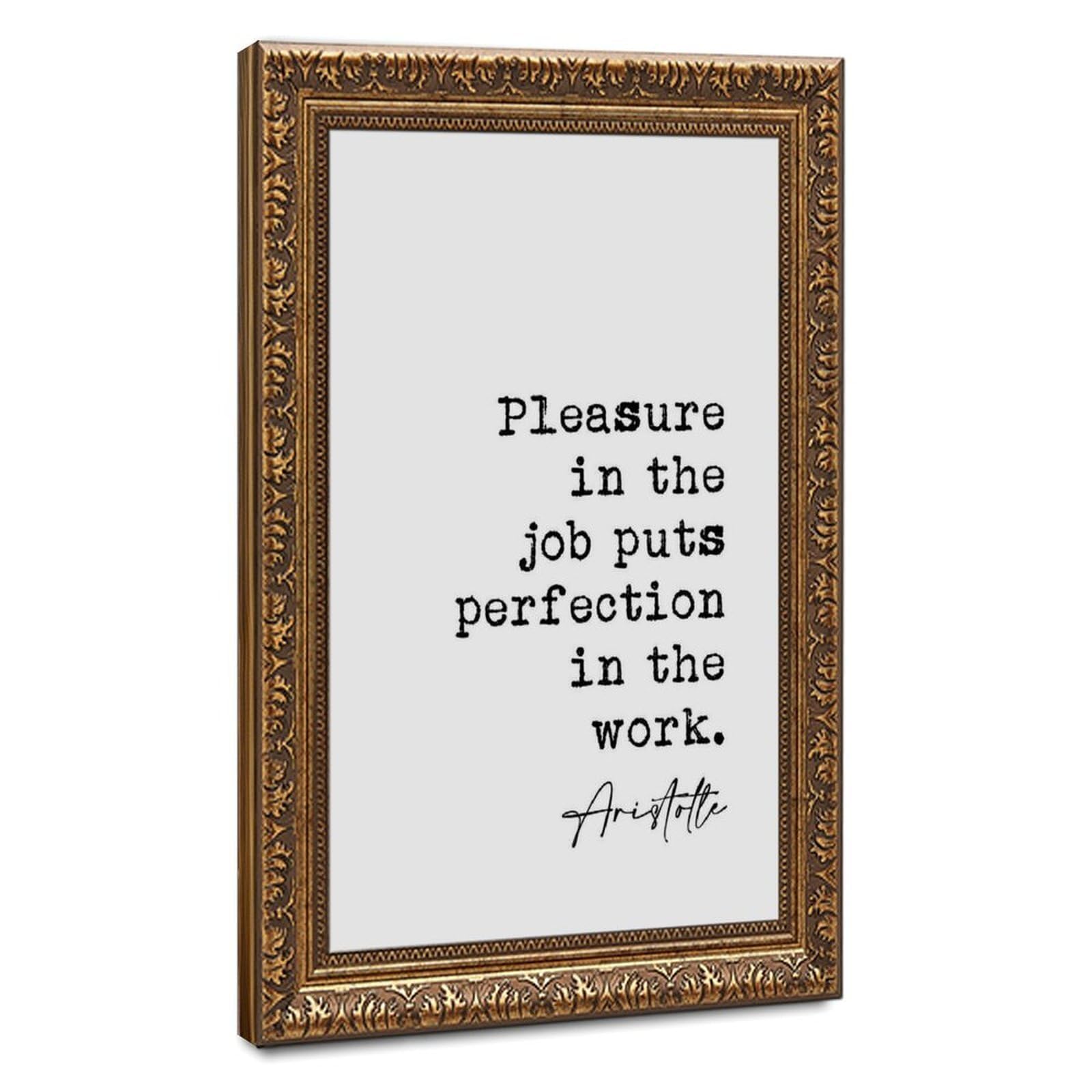 Mnyuein Pleasure in The Job Puts Perfection in The Work Canvas Poster Bedroom Decor Sports Landscape Office Room Decor Gift Retro Gold Frame 24" L X 36" W