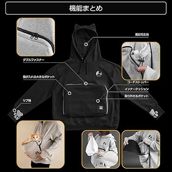 にゃんガルーパーカー Bauhutte Sサイズ　黒 ブラック 新品 Amazon.co.jp: Bauhutte (バウヒュッテ) にゃんガルーパーカー 2