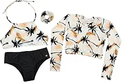 Kit 3 peças Biquini + Cropped Manga Longa Proteção Uv Juvenil Com Lacinho